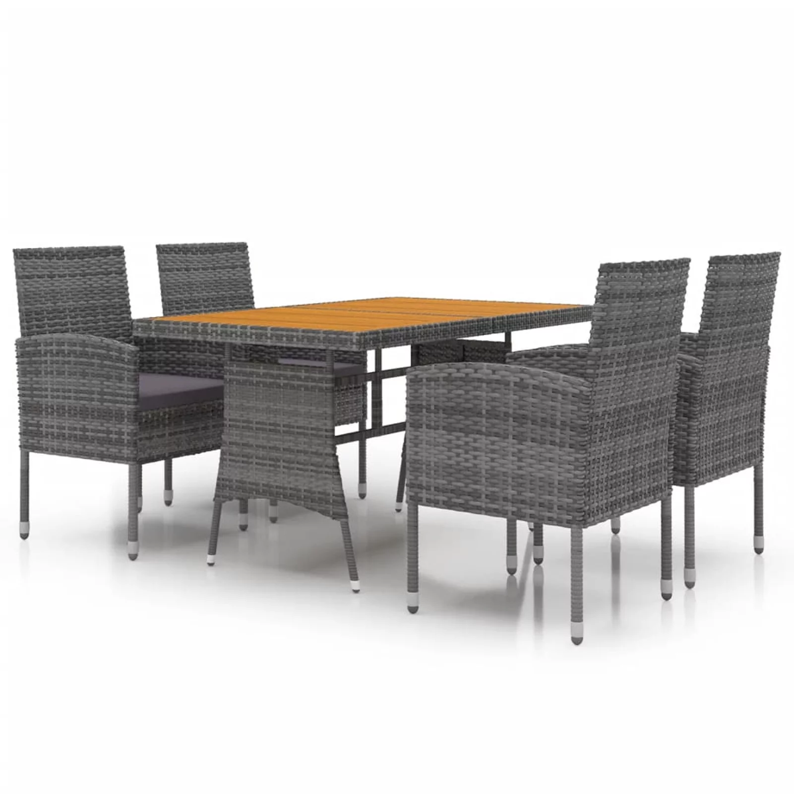 Irfora 5 Piece Patio Dining Set Poly Rattan Gray