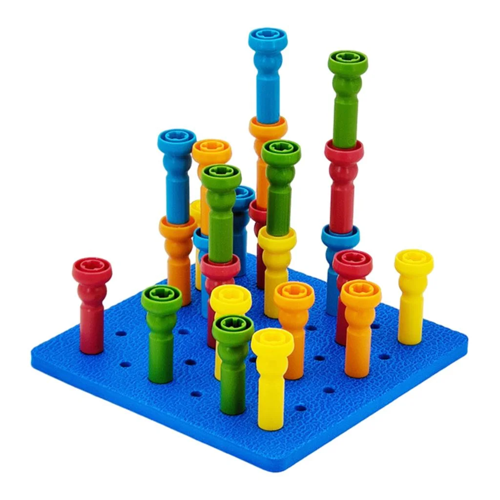 Stacking Peg Board Set Colors Building Preschool Activities Montessori Early Educational Sorting Counting Game Stacking Nails for