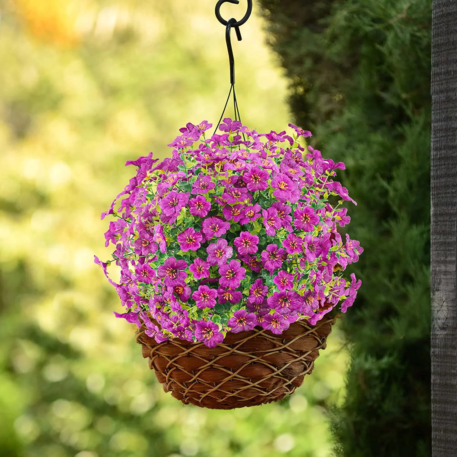 Viworld 6 bunches Artificial Flowers Bulk Outdoor UV Resistant Fake Plants for Outside No Fade Fall Flowers Greenery Shrubs for Hanging Basket Planters Window Box Garden Decor, Purple