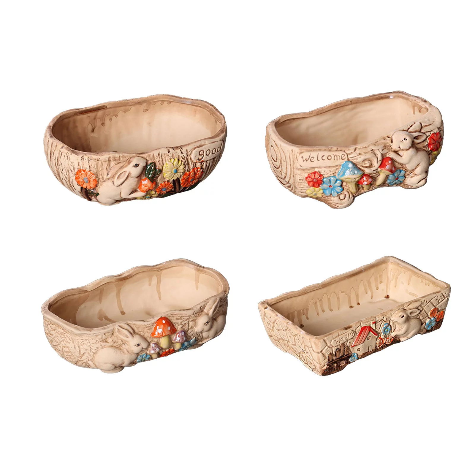 Meaty Flower Pot Ceramic Big Flower Pot Simple Large Caliber Thick Pottery Meaty Plate Rabbit Flower Pot New Styles