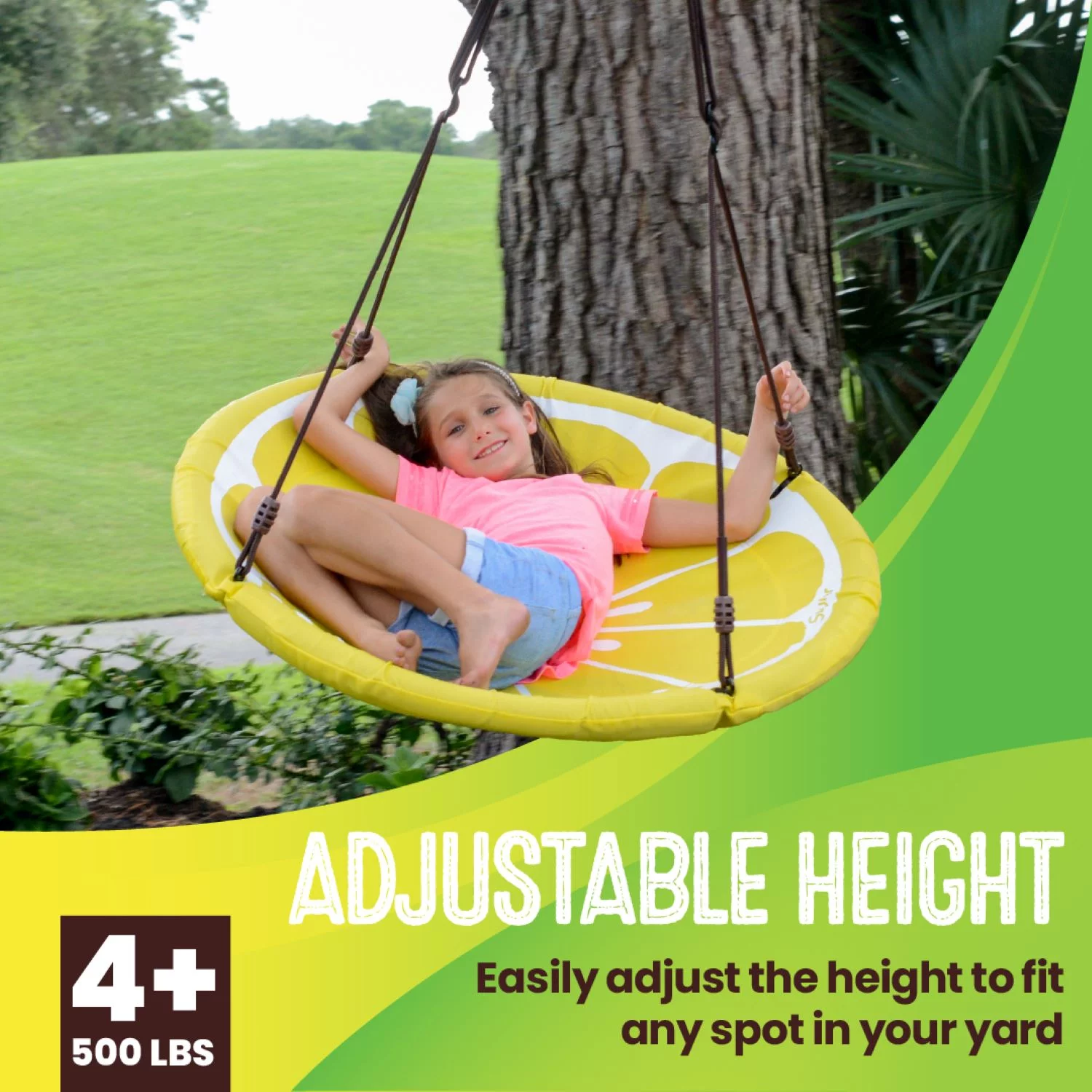 Swurfer Slice 40 Inch Outdoor Saucer Tree Swing Padded Edge, for Kids and Adults Holds up to 500 lbs