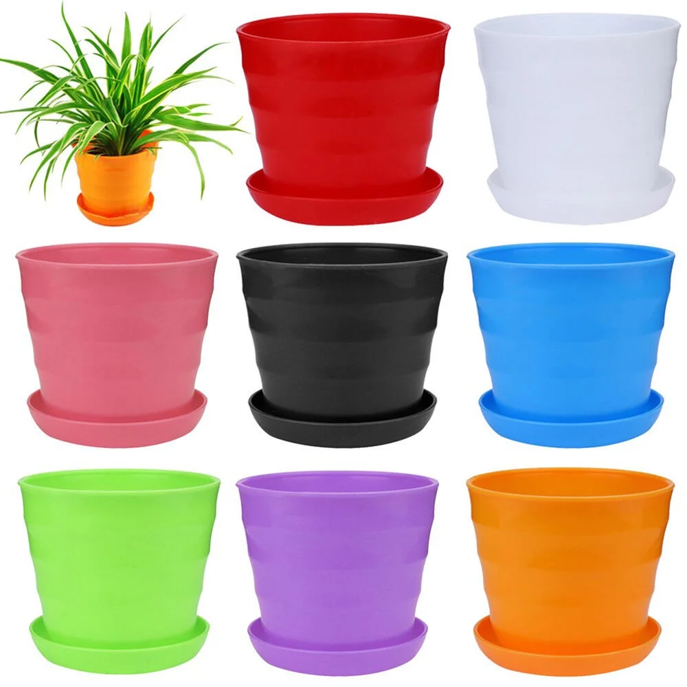 Small Cute Round Home Garden Office Decor Planter Plastic Plant Flower Pots