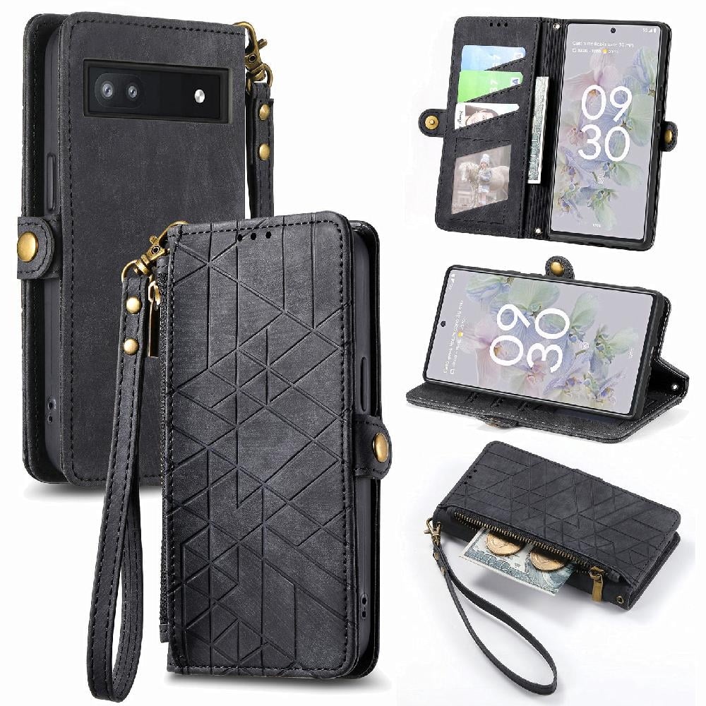 Flip Case for Google Pixel 6A Leather Case Simple Business Shockproof Flip Cover Wallet