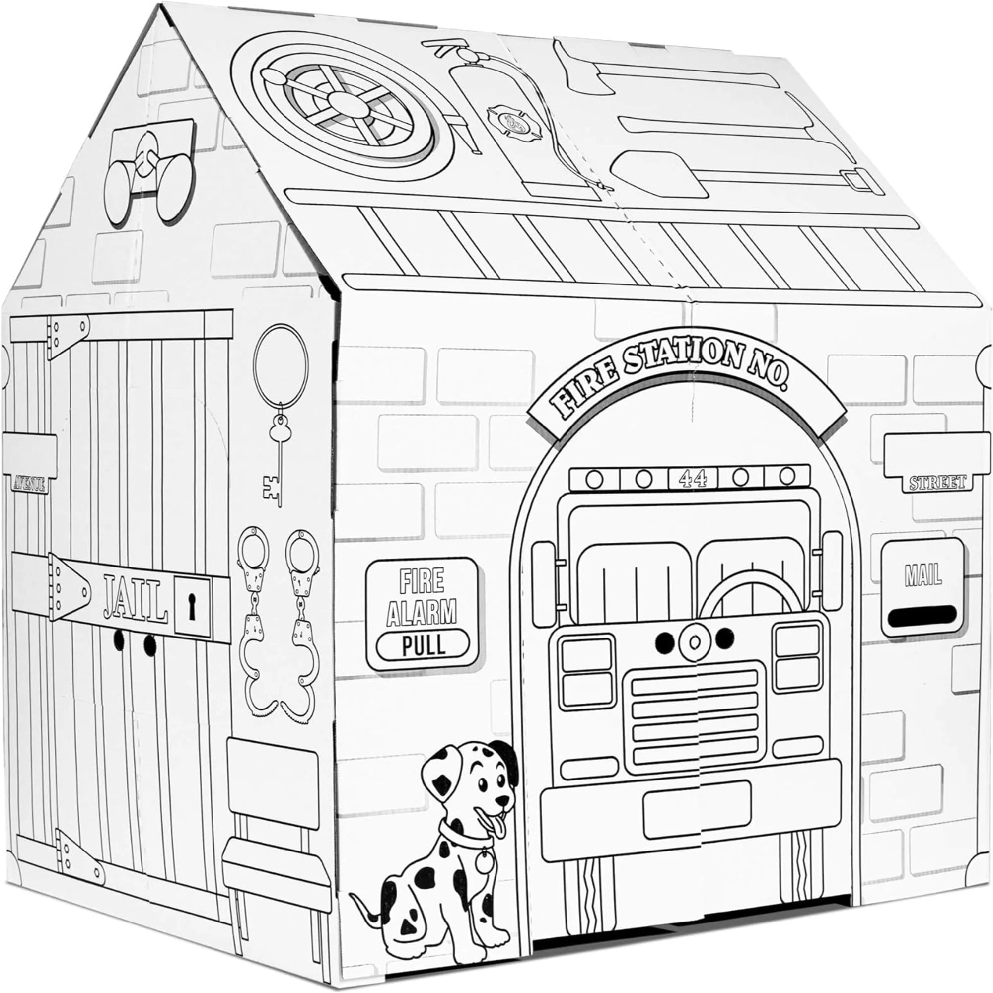 Easy Playhouse Police and Fire Station - Kids Craft for Indoor & Outdoor Fun