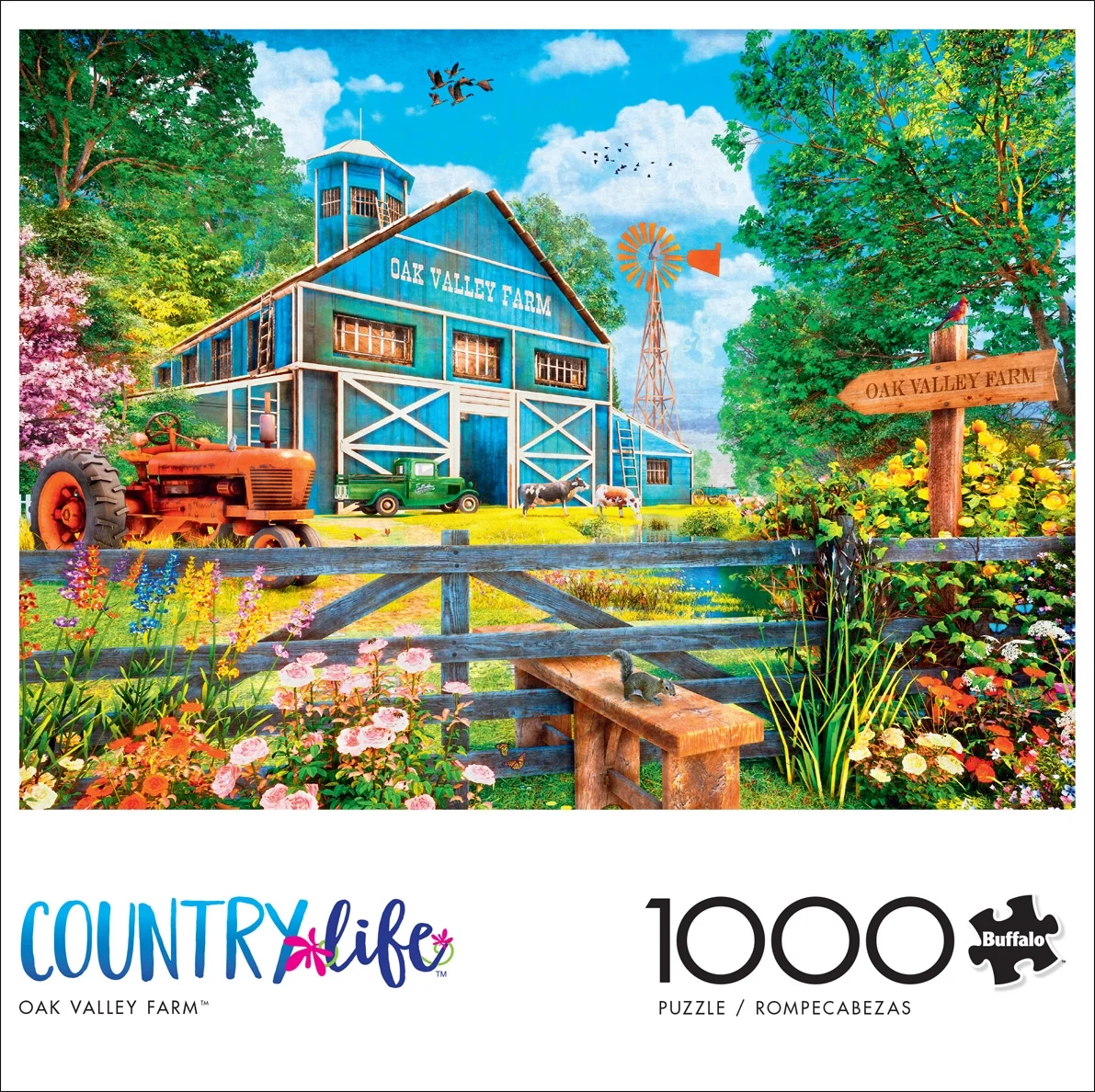 Buffalo Games 1000-Piece Country Life Oak Valley Farm Interlocking Jigsaw Puzzle