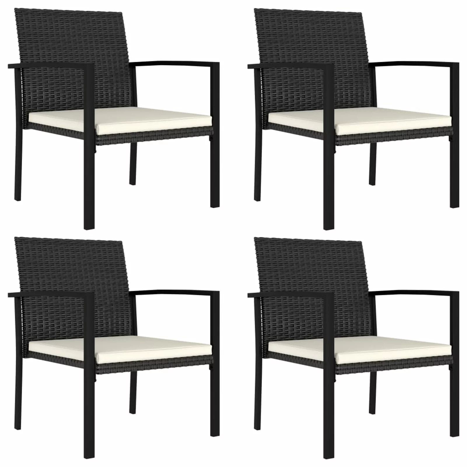 Tomshoo 5 Piece Patio Dining Set Poly Rattan Black