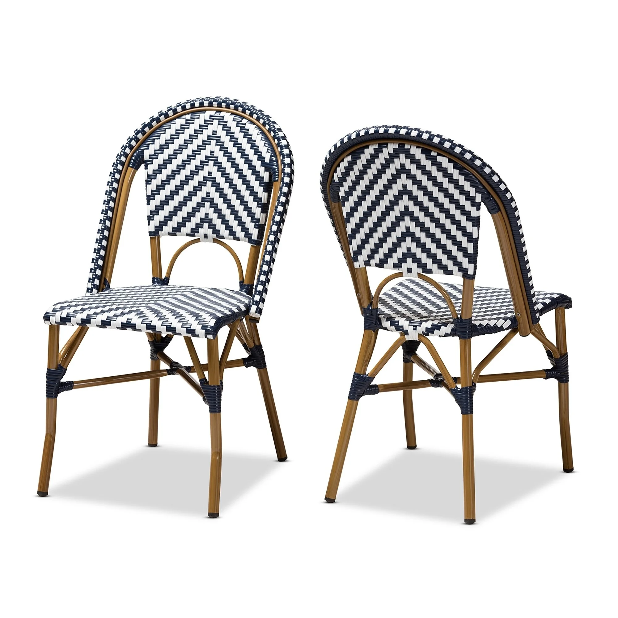 Baxton Studio Indoor and Outdoor Stackable Dining Chair 2-Piece Set by  Blue