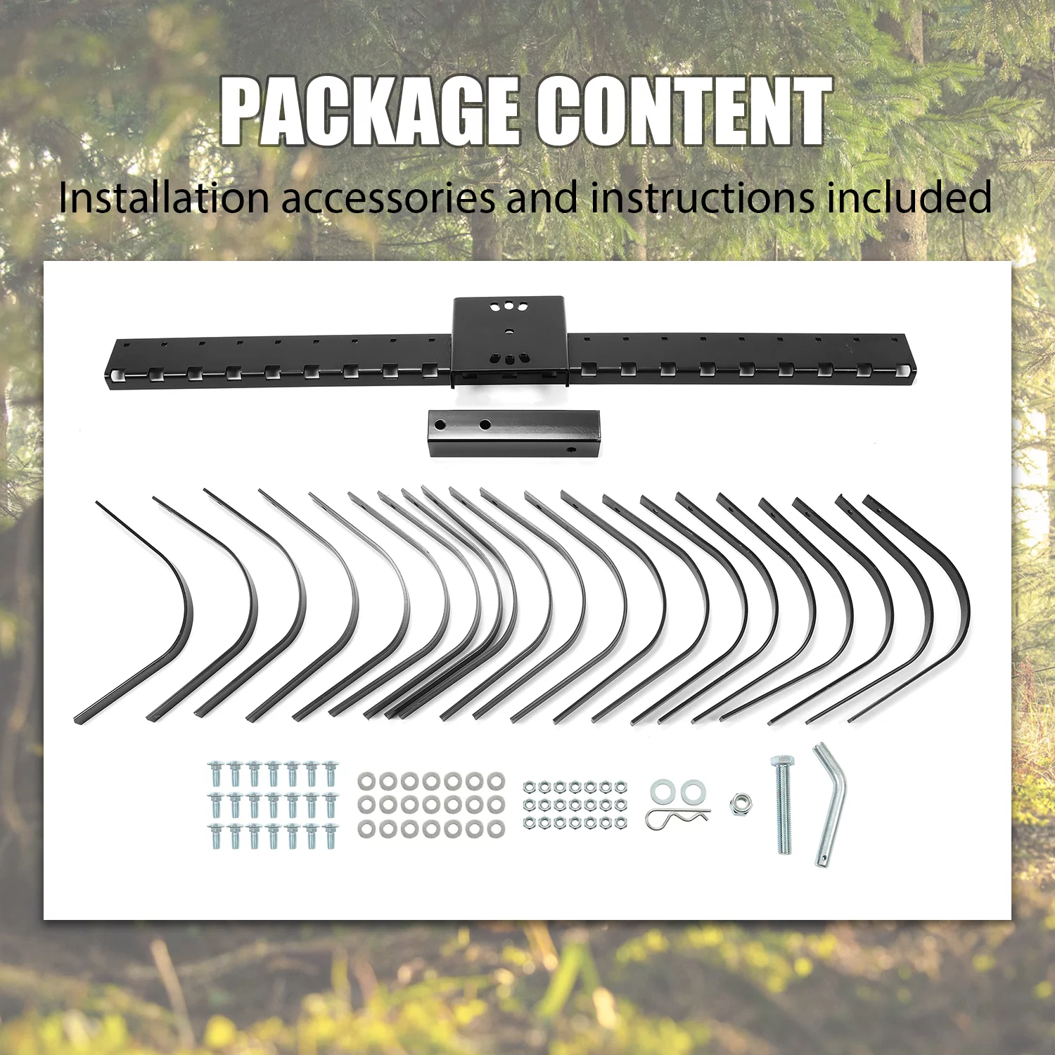 Kojem 5FT Pine Straw Rake Landscape Driveaway Lawn Yard Beach Cleaning for ATV UTV SxS 48