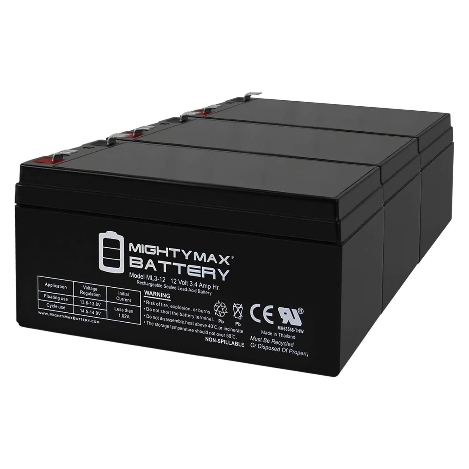 ML3-12 Replacement For Toro Lawn mower # 106-8397 BATTERY-12 VOLT - 3 Pack
