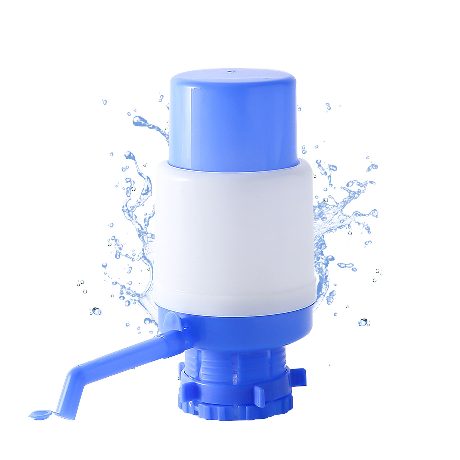 Water Bottles Pump Manual Hand Pressure Drinking Fountain Pressure Pump Water Press Pump with Water Stop Valve (Blue and White)