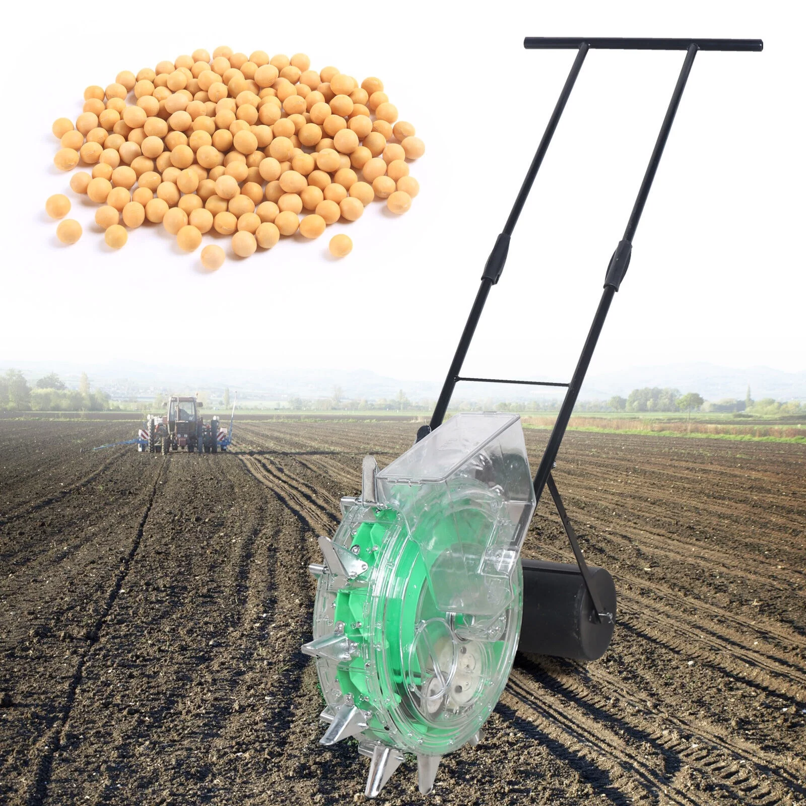 Fichiouy Hand-push Roller Corn Pea Peanut Seeder Seed Fertilizer Vegetable Garden Planter