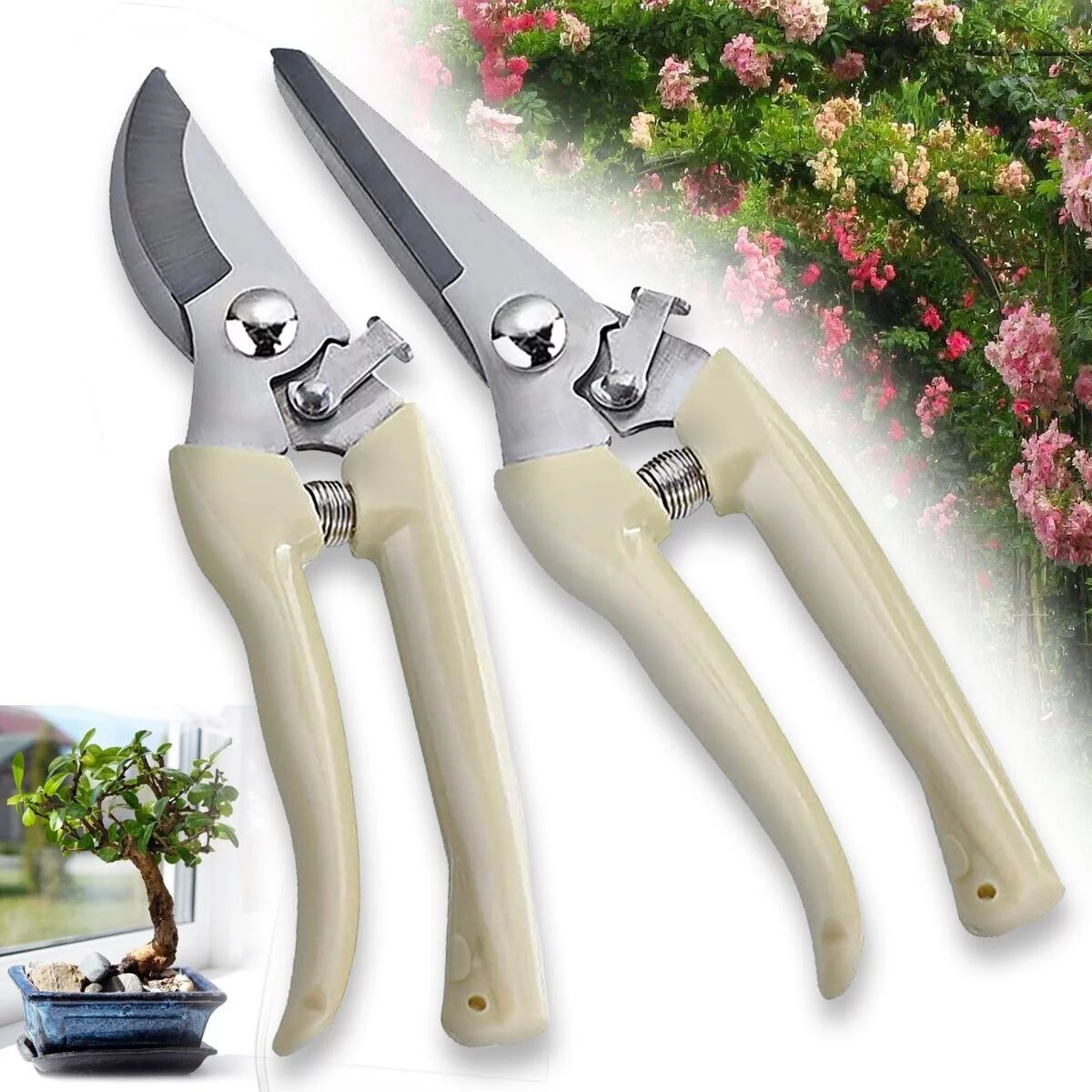GARDEN SECRETS® (2 pack) Garden Pruning Shears Set Bypass Branch Pruner Straight Blade Scissors US
