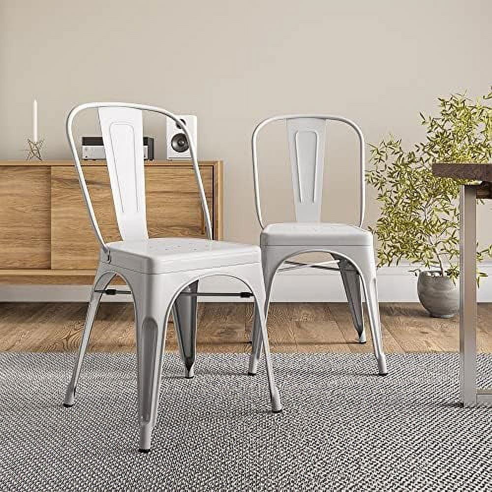 CHYRFCV Metal Dining Chairs Set of 4  Stackable Metal Chairs Vintage Farmhouse Chairs with Detachable Backrest and Wood Seat  Weather Resistant Tolix Chair for Indoor Outdoor - Alexander