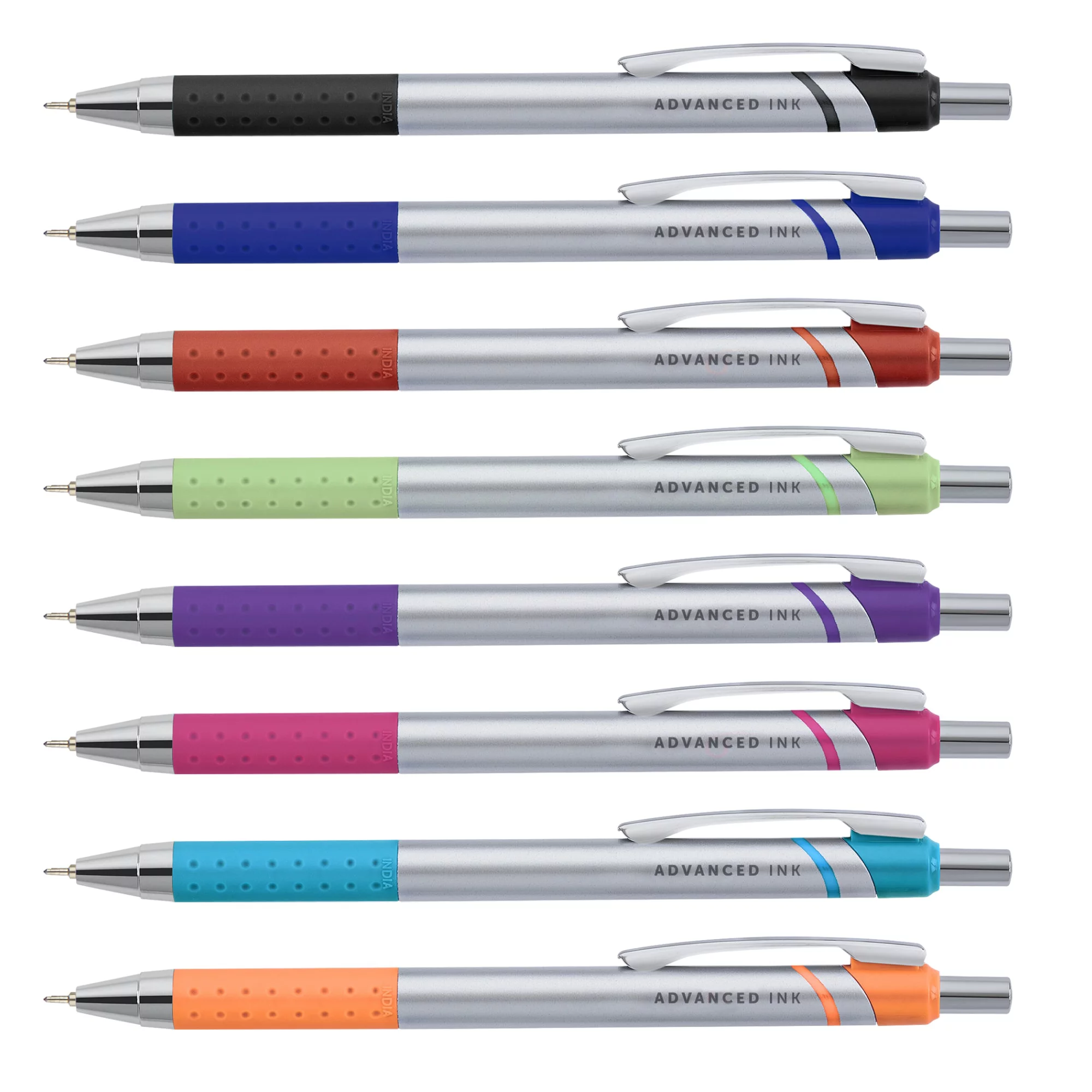 Office Depot Advanced Ink Retractable Ballpoint Pens, Needle Point, 0.7 mm, Assorted Barrels, Assorted Ink Colors, Pack Of 8