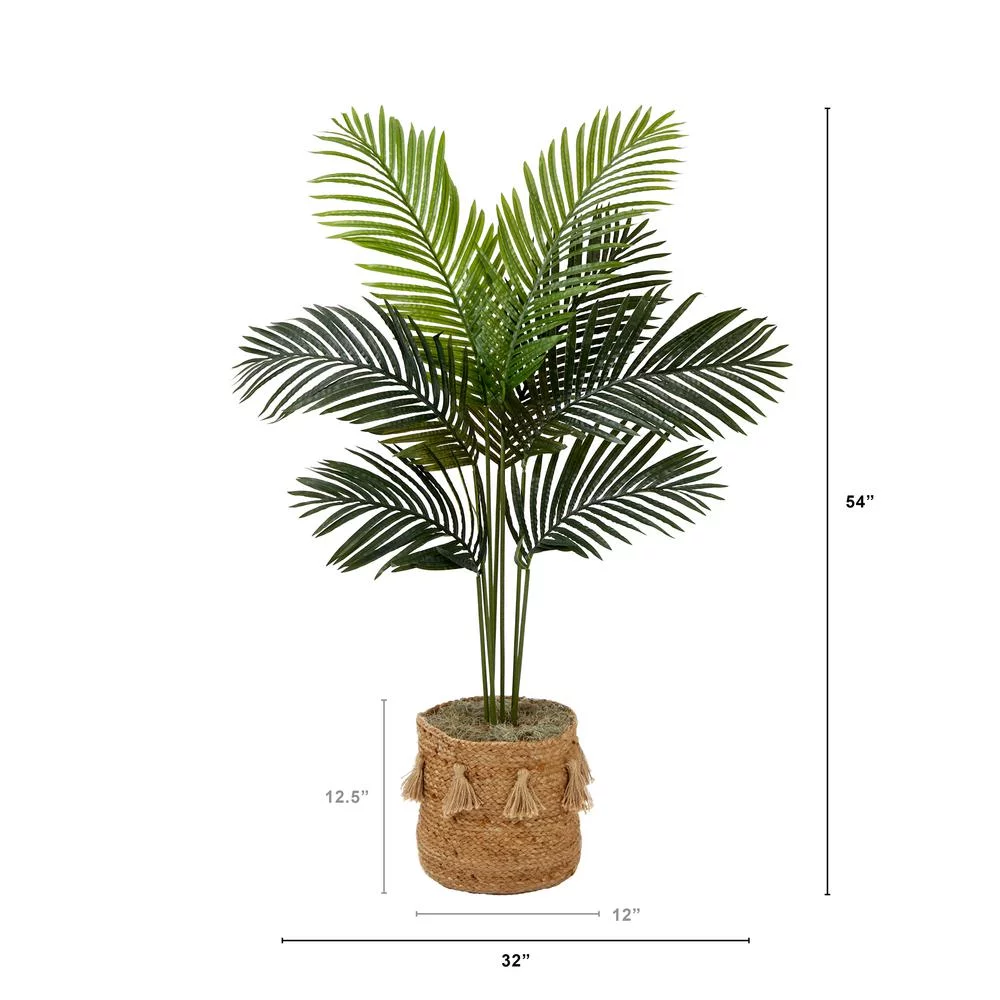 Nearly Natural 4ft. Artificial Paradise Palm Tree with Handmade Jute & Cotton Basket with Tassels DIY KIT
