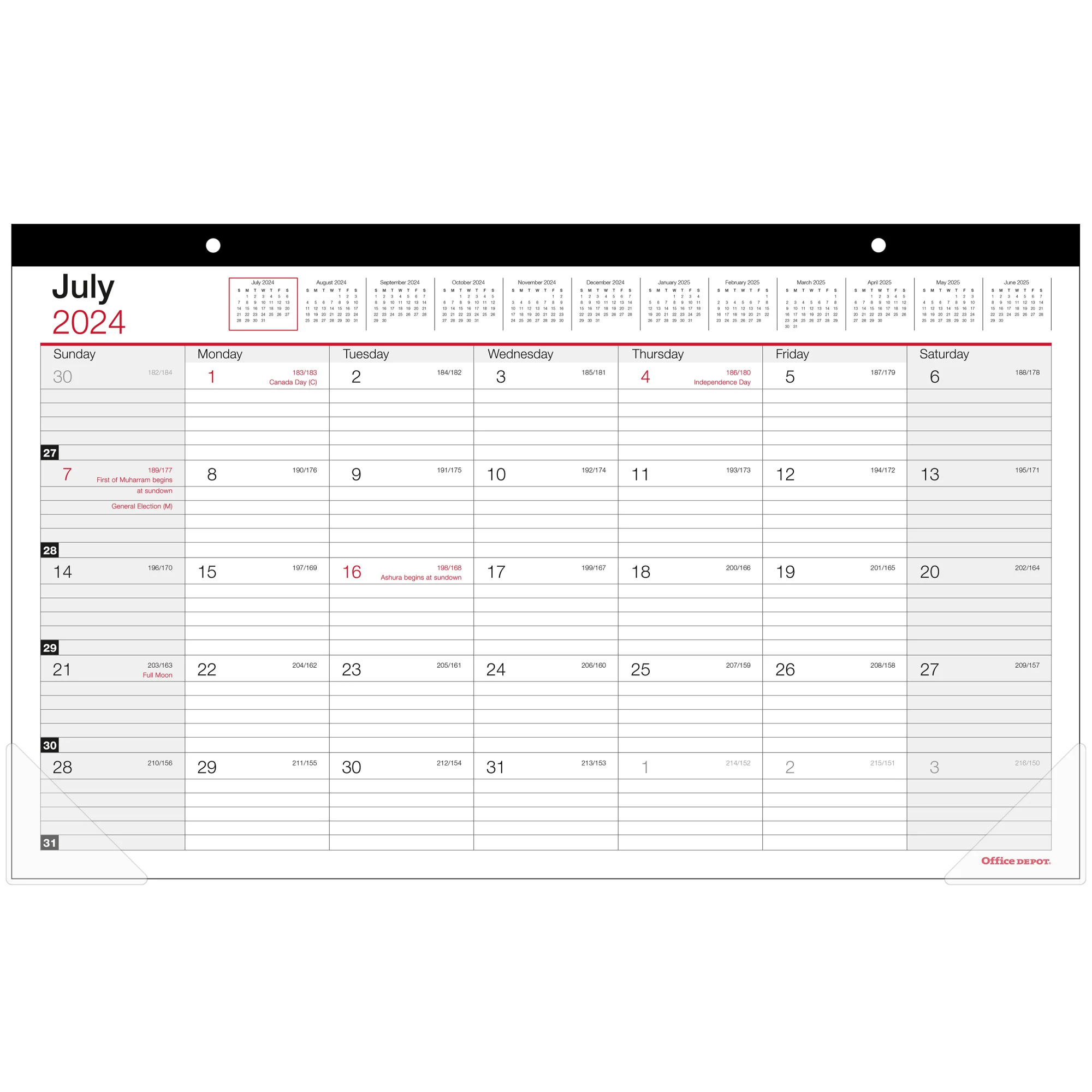 2024-2025 Office Depot® Brand Monthly Academic Desk Calendar, 17-3/4