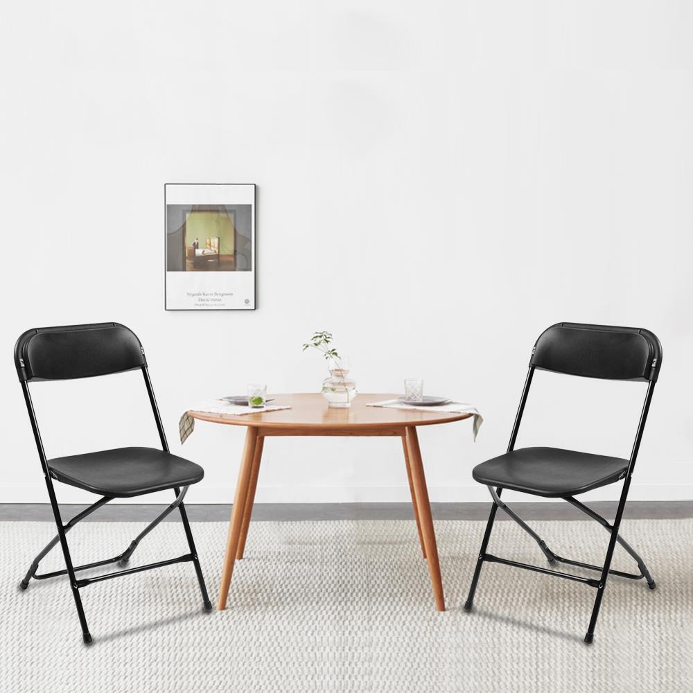 4Pcs Commercial White Plastic Folding Chairs Stackable Wedding Party Seat Black