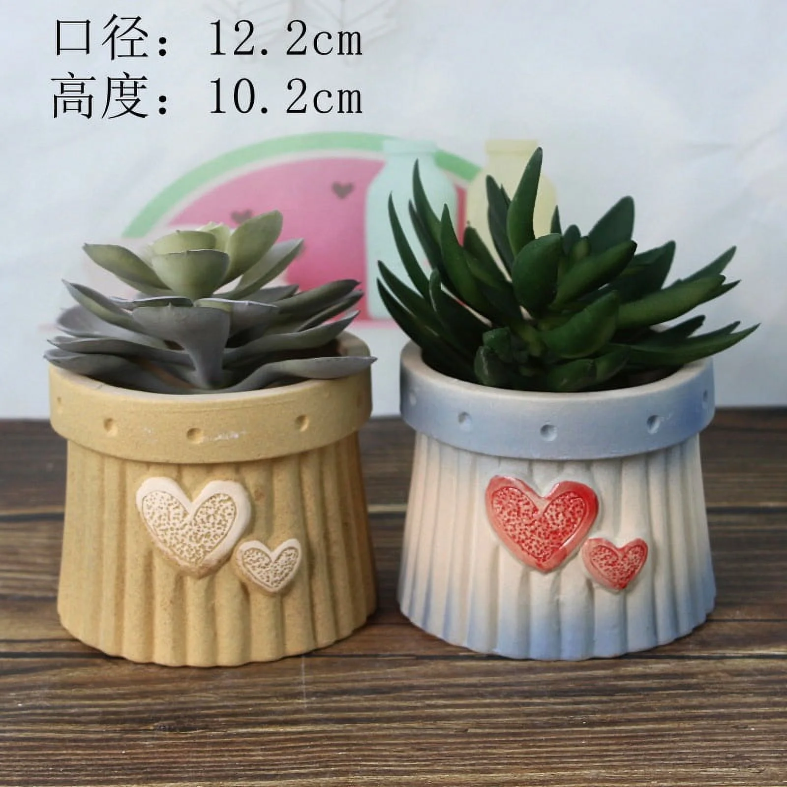 LivNxt Creative Ceramic Succulent Planter - Hand-Painted Rough Pottery, Old Stump Planter for Greenery