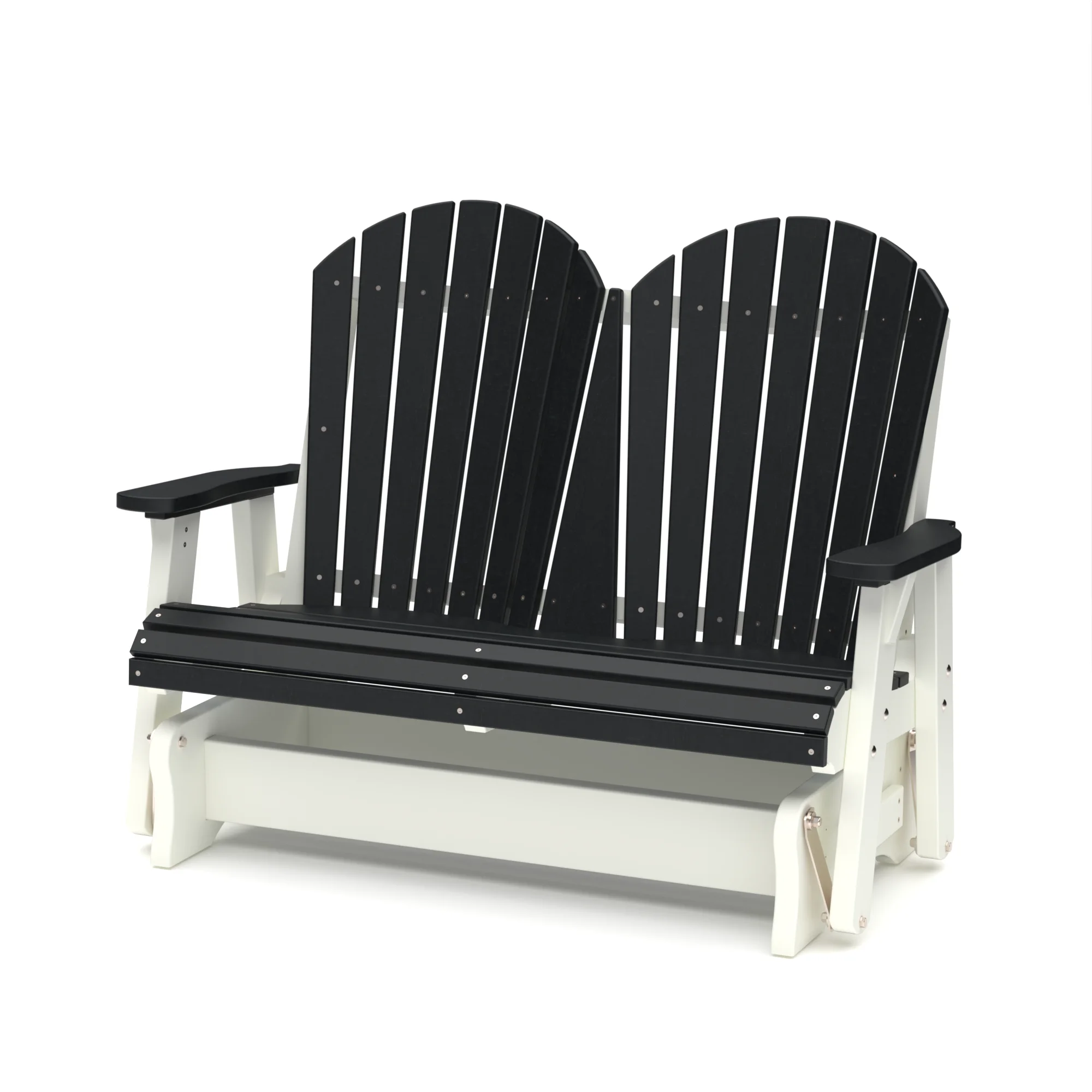 Wildridge Heritage Double Glider, Black and White, Outdoor Weather Resistant Poly Patio Furniture