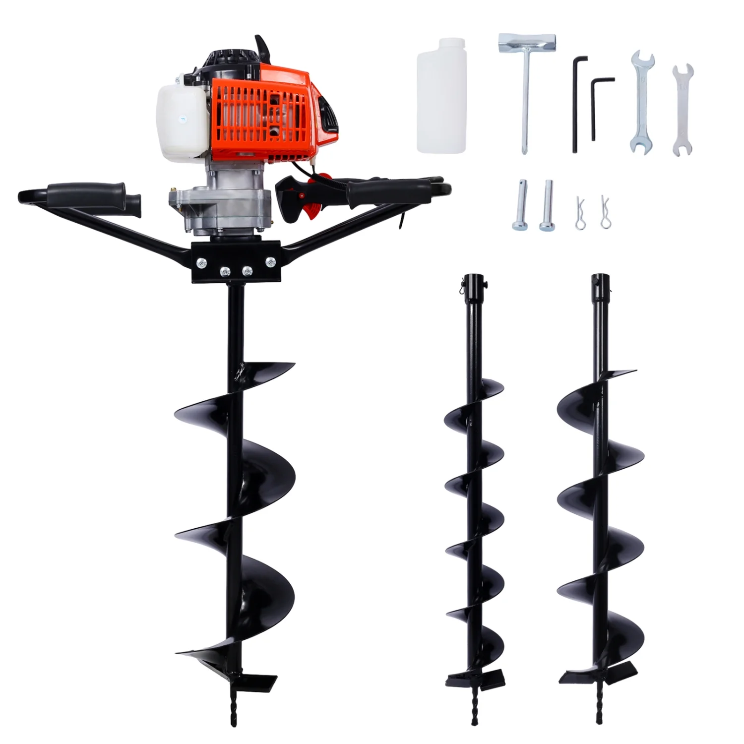 EPA Compliant Gas-Powered Post Hole Digger with Super Powerful 2.7HP Engine - Easy Operation Two-Person Handle - 63cc 2-Stroke Auger Drill with 3/4” Shaft Size - Includes L4”  L6”  L8” Dr