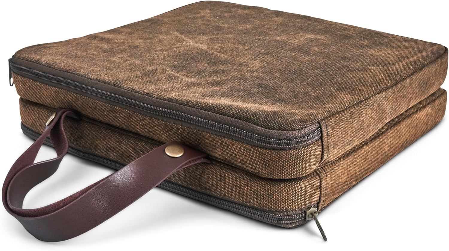 Pad for Gardening with Extra Thick Memory Foam, Water Resistant Waxed Canvas and Genuine Leather, Foldable, and Portable