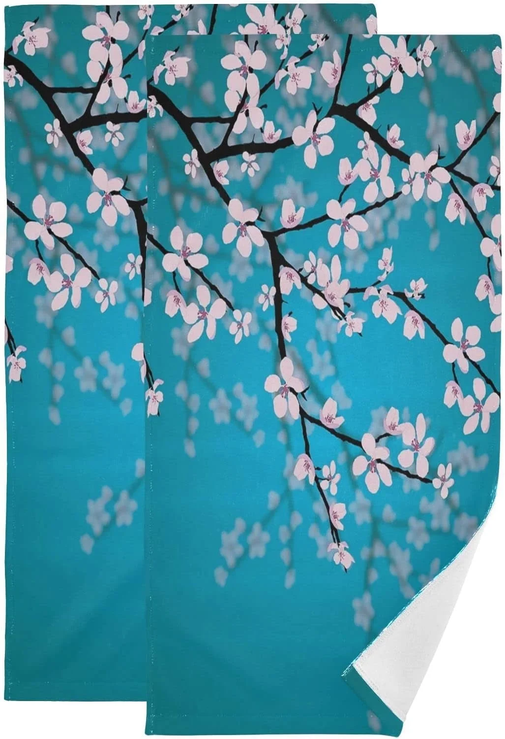 Plum Cherry Blossom 2 pcs Hand Towels Set, Soft Lightweight Highly Absorbent Towel for Bathroom Toilet Kitchen Beach 28.3x14.4in Washcloth Gift
