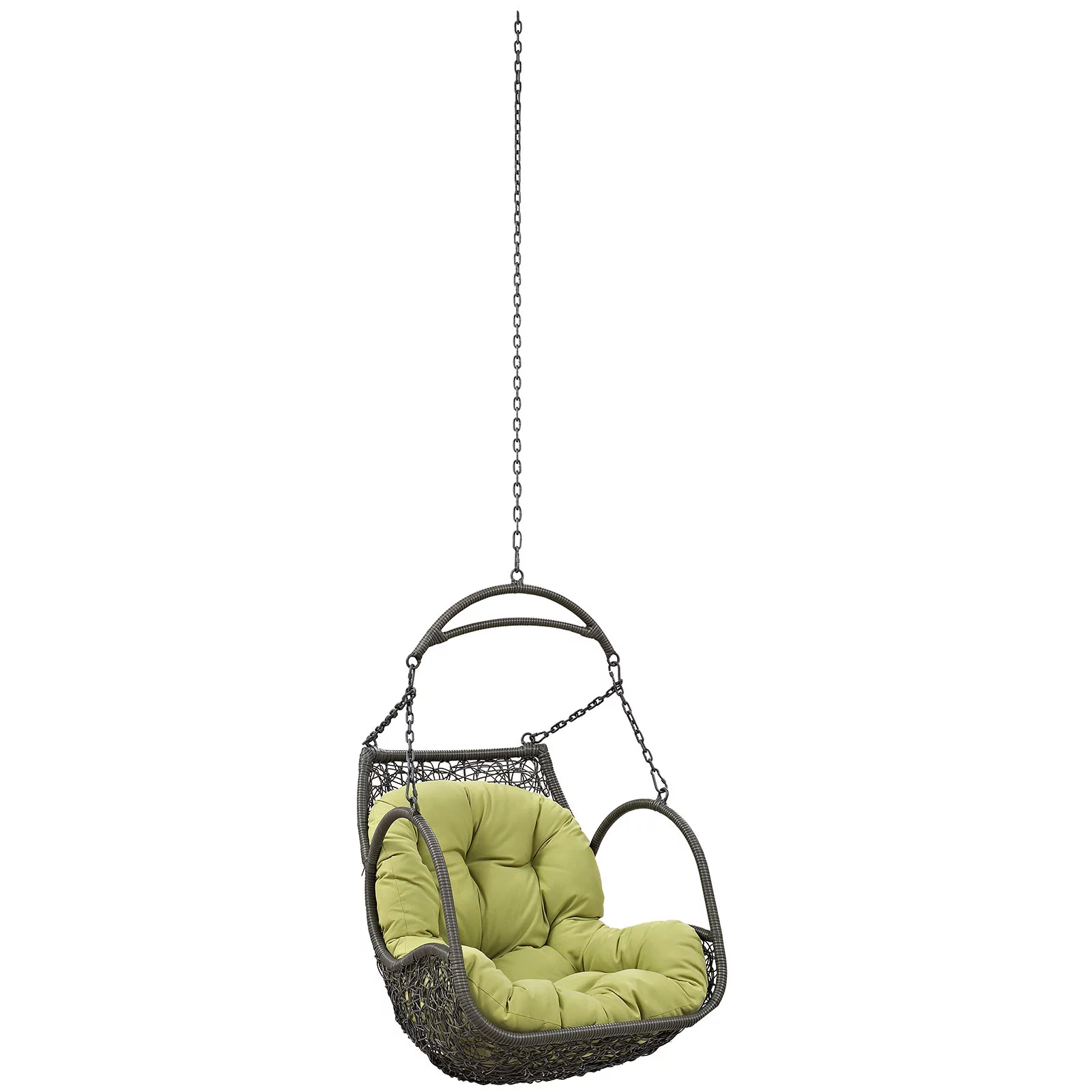 Modern Contemporary Urban Design Outdoor Patio Balcony Swing Chair, Green, Rattan