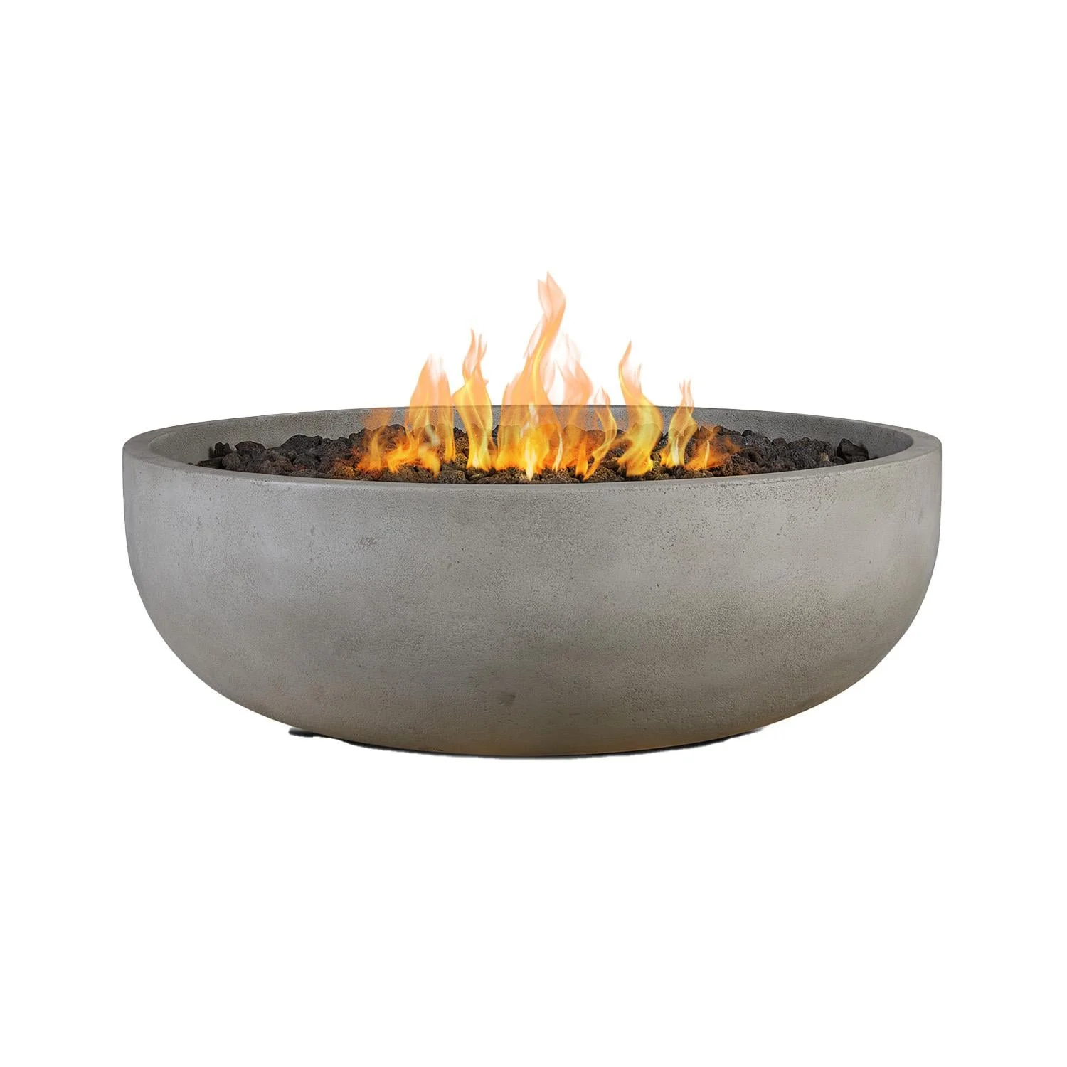 Grand Lake 38 Inch Round Concrete Natural Gas Fire Bowl in White By BBQGuys Signature