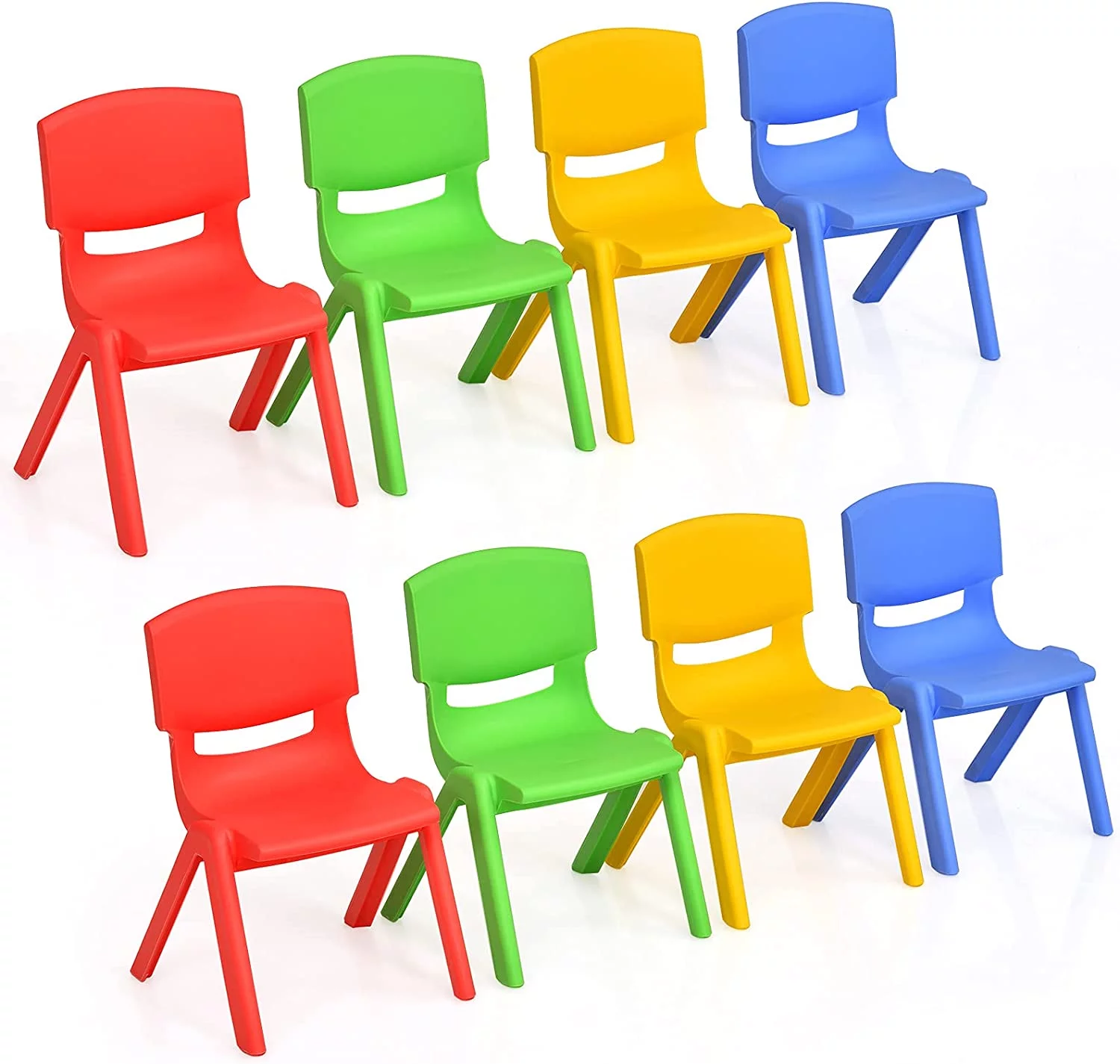 Kids Chairs, Stackable Plastic Learn and Play Chair for School Home Play Room, Colorful Chairs for Toddlers, Boys, Girls (Multicolor, 8 Chairs)