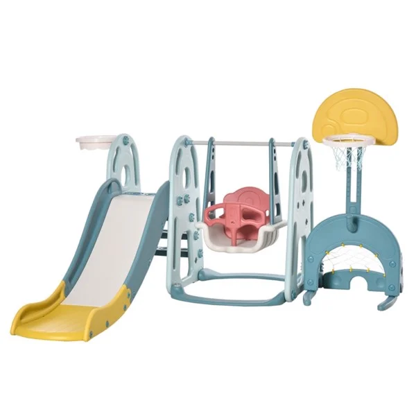 Fithood Swing Set Toddler Slide Blue/ White/ Yellow