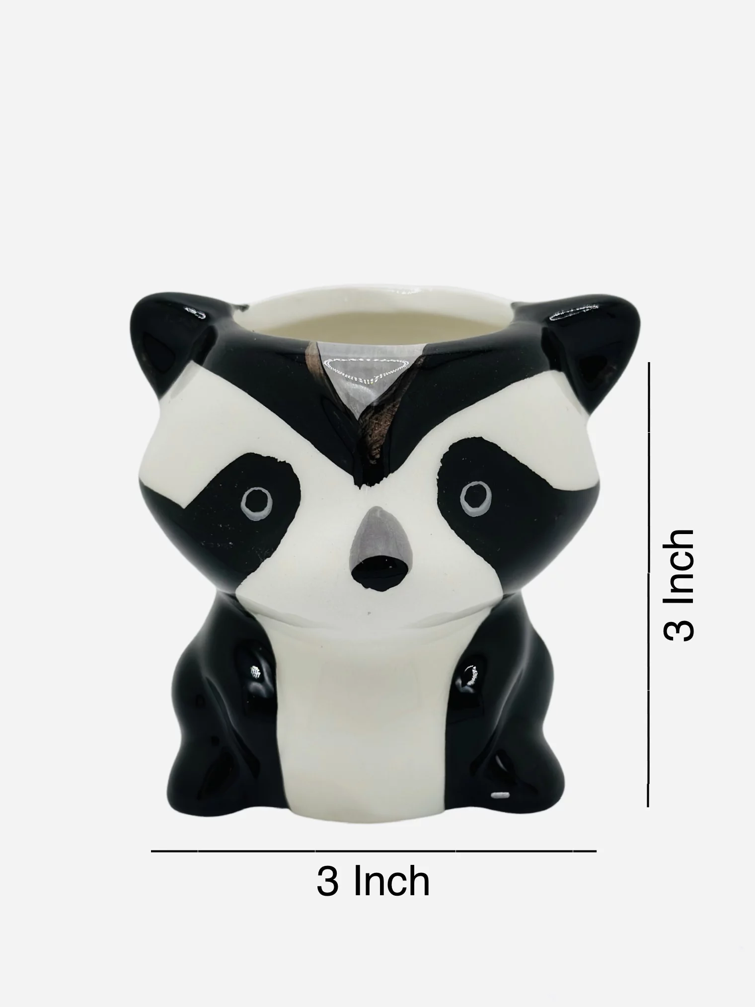 CZ Grain 1 Pot | 3 Inch | Small Succulent Plant Ceramic Animal Pot, Cute Home and Office Decor (Panda)
