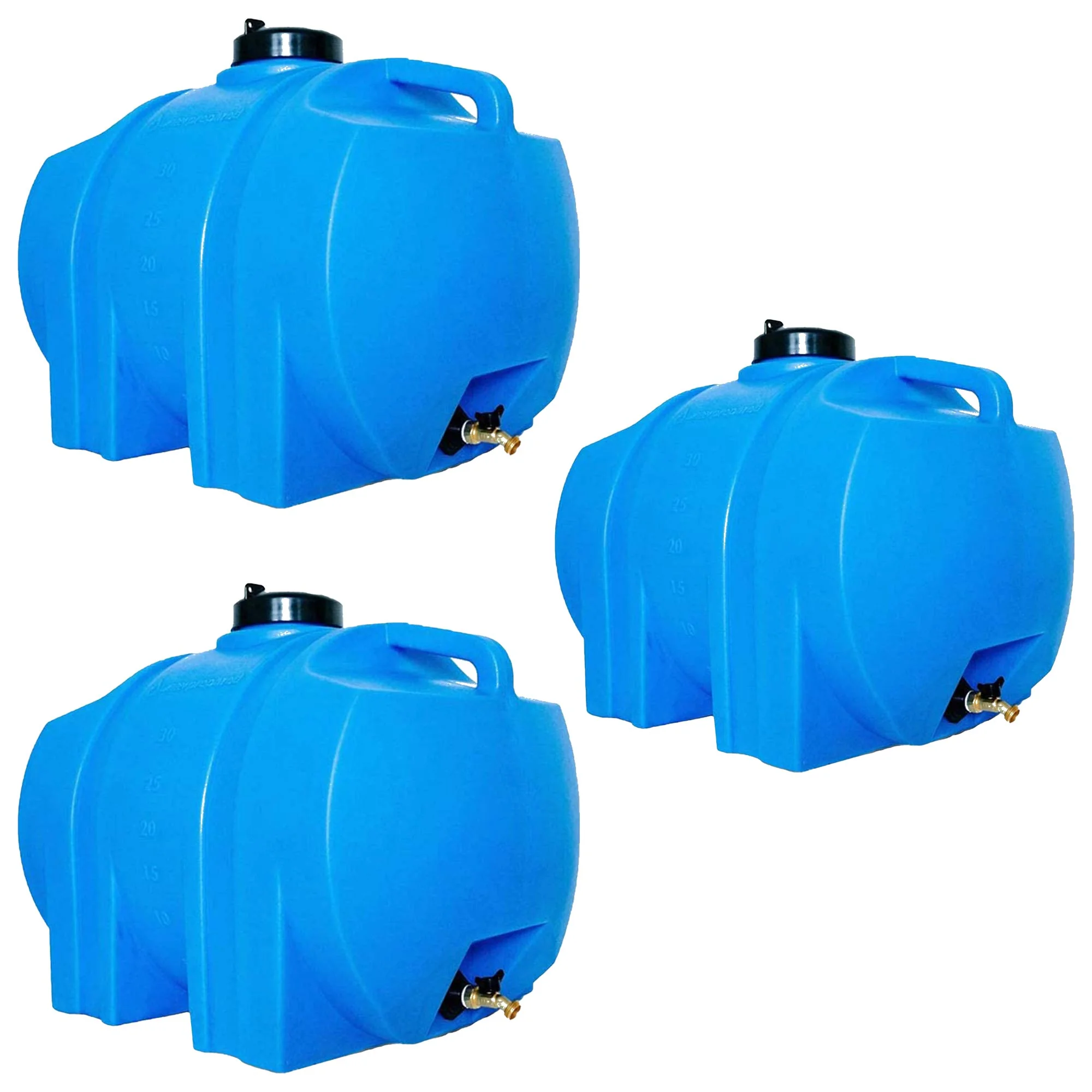 WaterPrepared 35 Gallon Utility Water Tank with Large Cap, Blue (3 Pack)