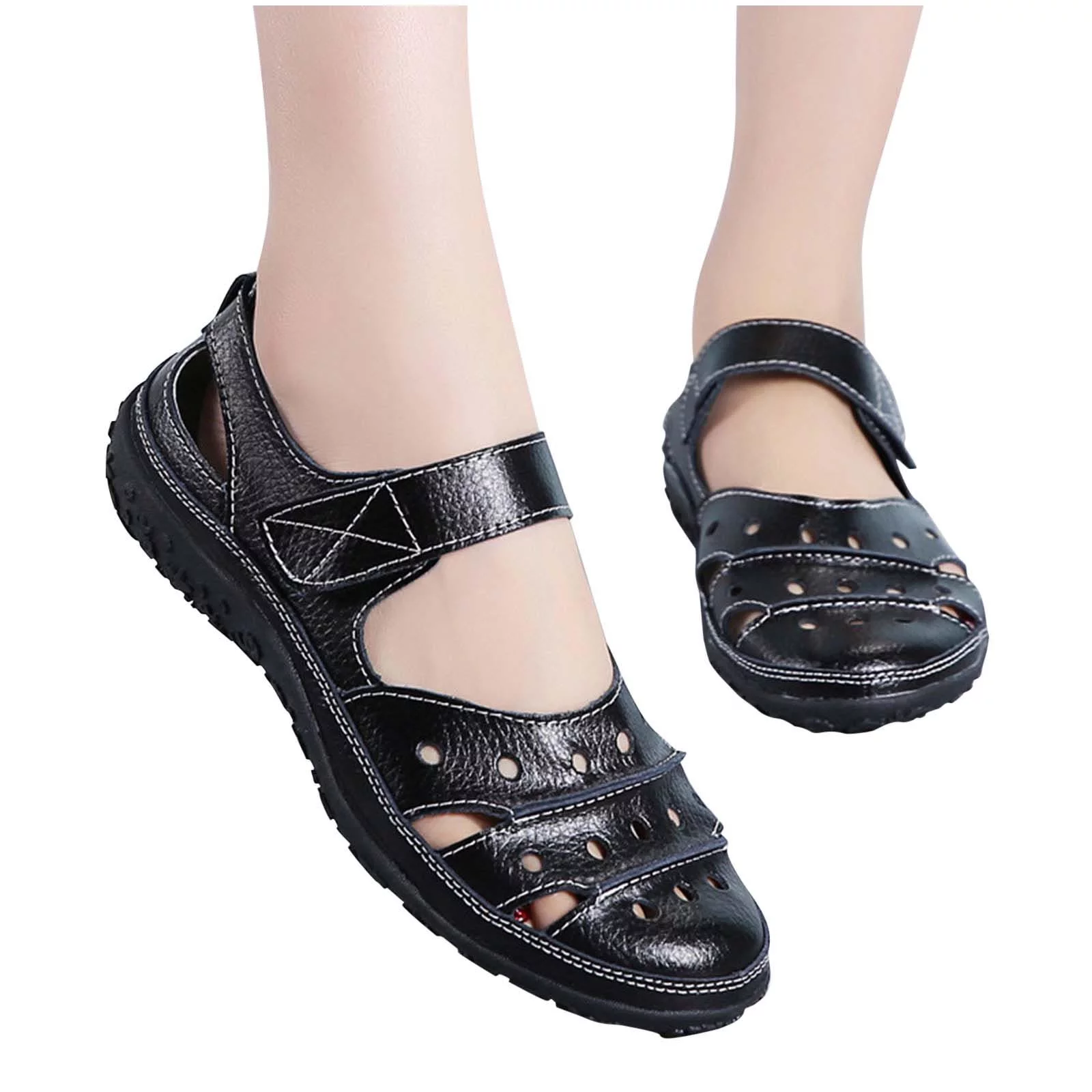 LoyisViDion Womens Sandals Clearance Summer Ladies Sandals Hollow Hole Women'S Breathable Nurse Casual Shoes Rollback Black 7.5