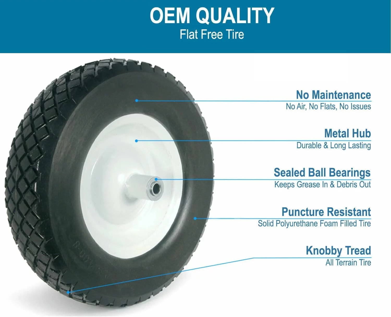 Universal Fit Wheelbarrow That Will Never go Flat (All Trail - Black)