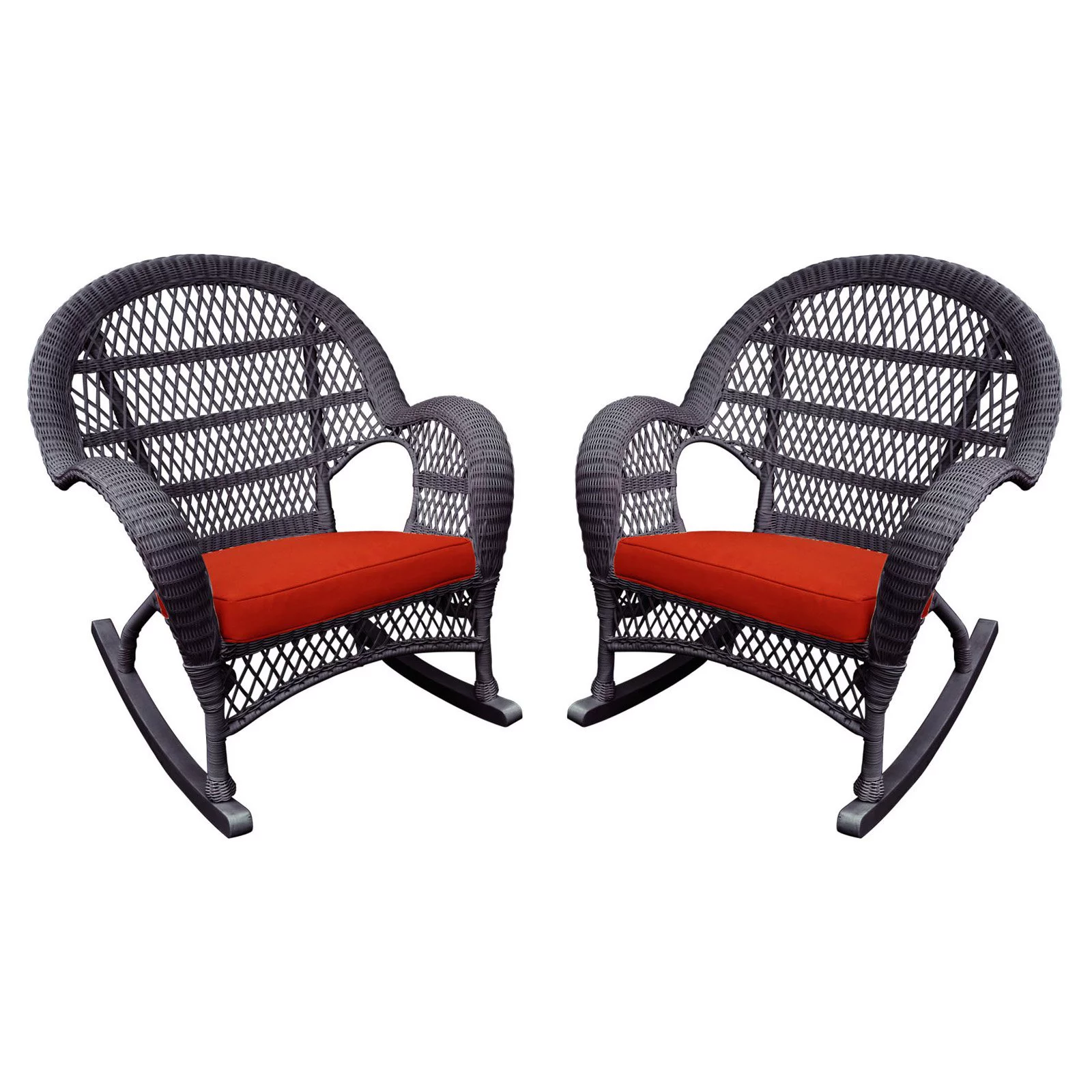 Jeco Santa Maria Wicker Patio Rockers with Optional Cushion - Set of 4