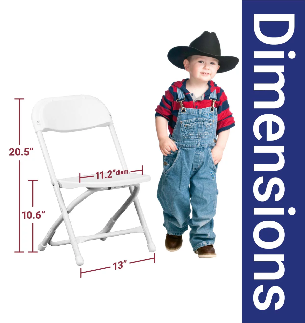 TentandTable Kids Size Plastic Folding Chairs, White, 4 Pack