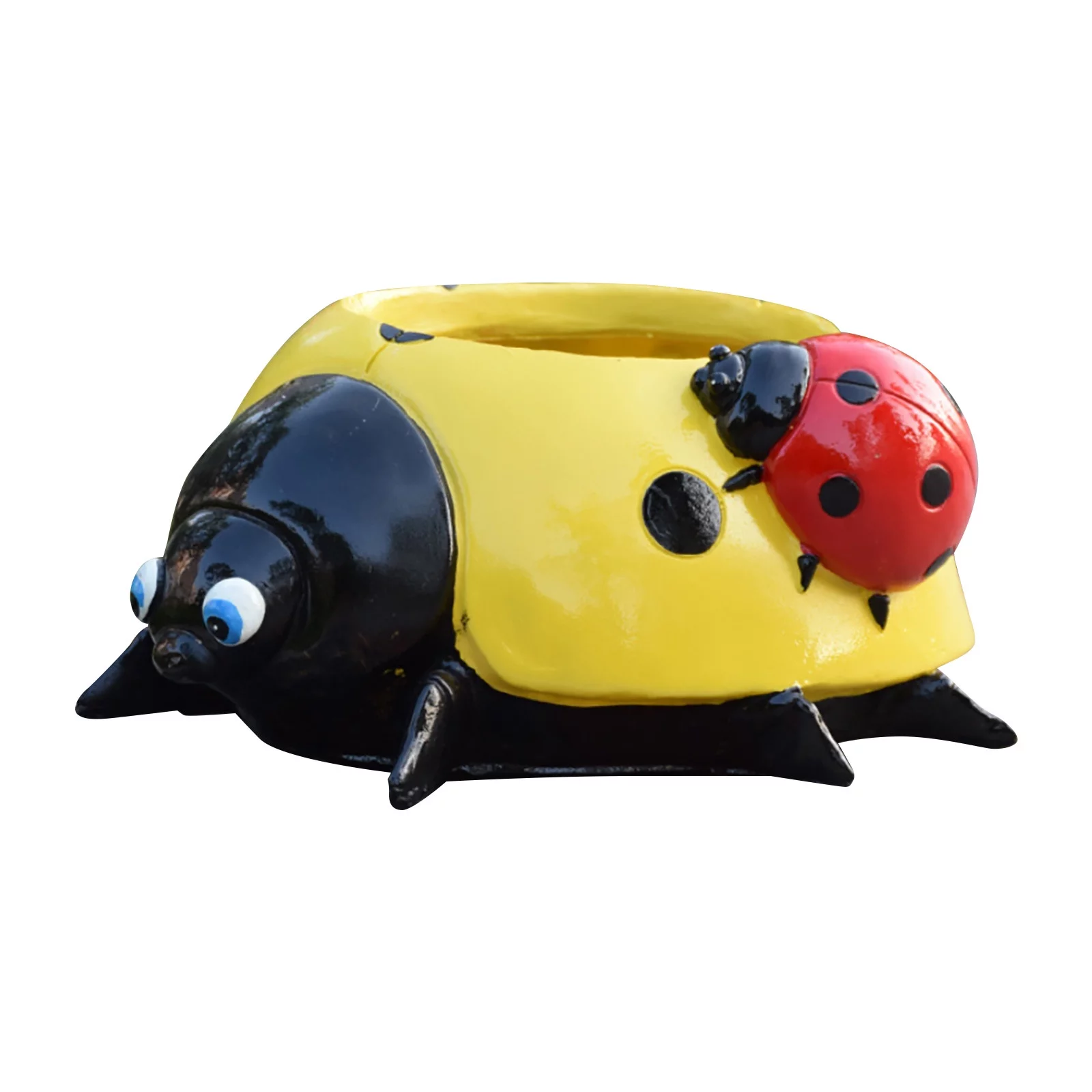 LHWEN Colorful Ladybug Resin Planter Hand Painted Animal Planter 15x10x5 Cm Durable Garden And Patio Decoration Bright And Stylish For Backyards Patios And Entrances Outdoor Decor