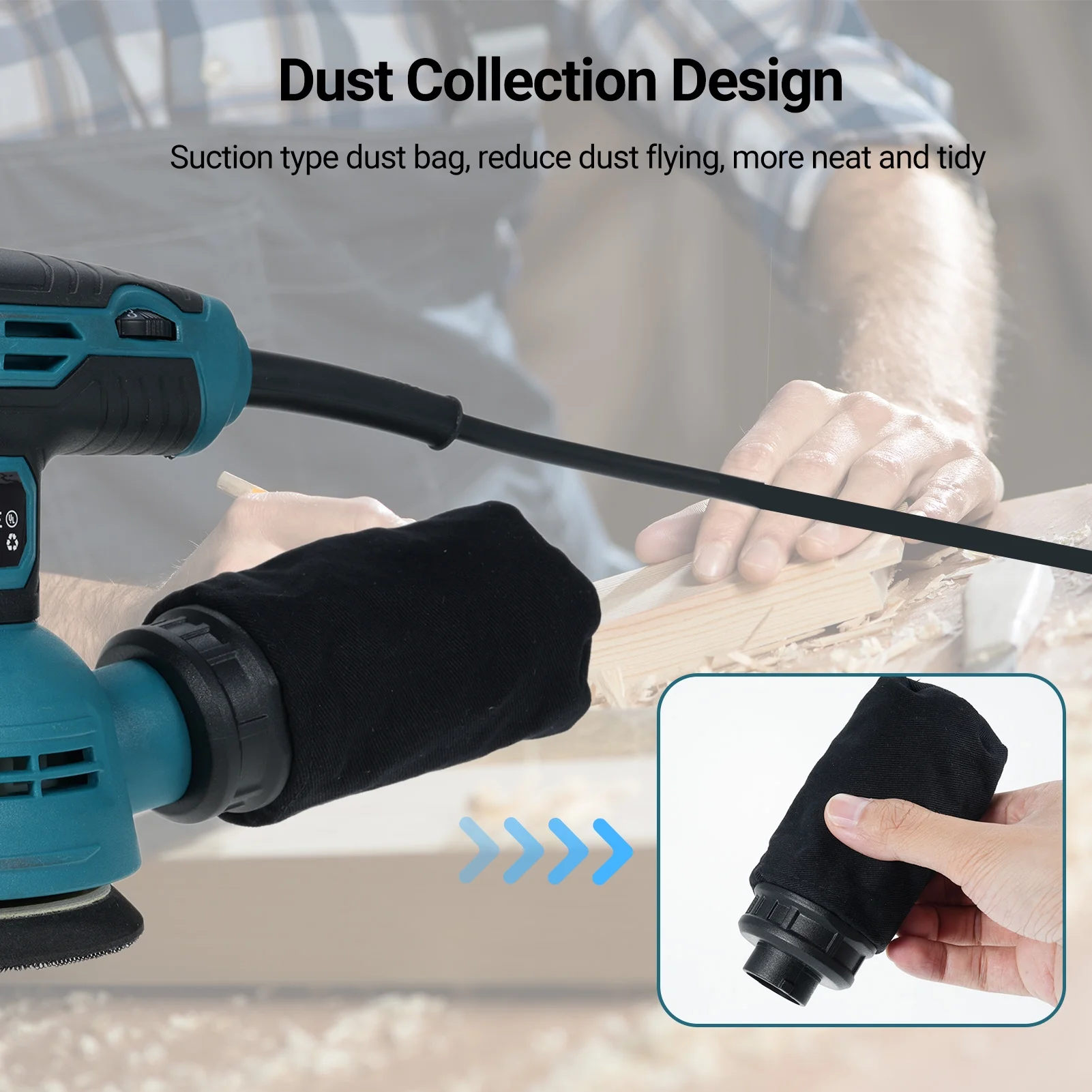 Sanding machine,Sander With 12000rpm 6 15pcs Sandpapers Orbital Sander With 15pcs Variable Speed Sandpapers 12000rpm Include Xinzy Sander 5-inch 5 Inch Orbital