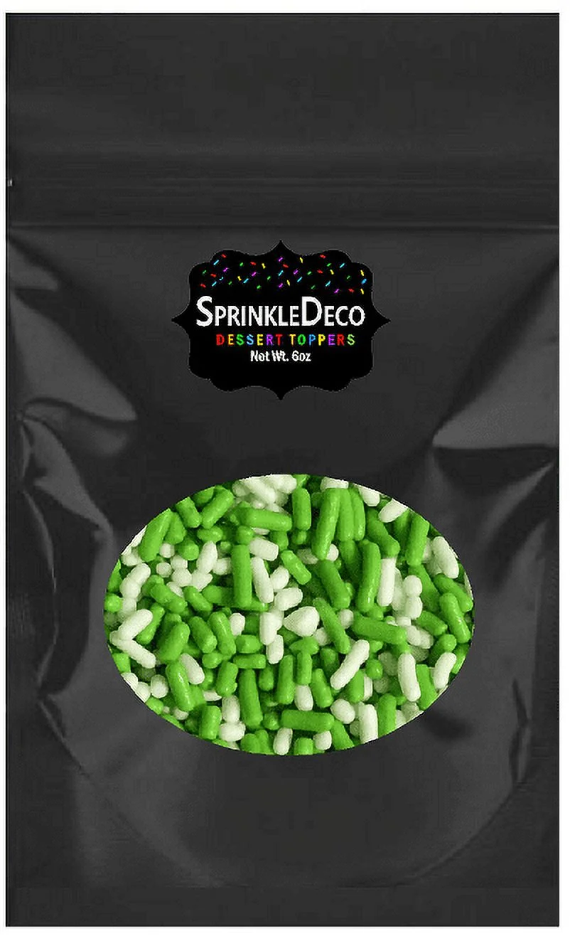 Sprinkle Deco® Lime and White Cake Pop Cookie Cupcake Cakes Semi-Sweet Edible Confetti Decorations Sprinkles Desert Jimmies Toppers