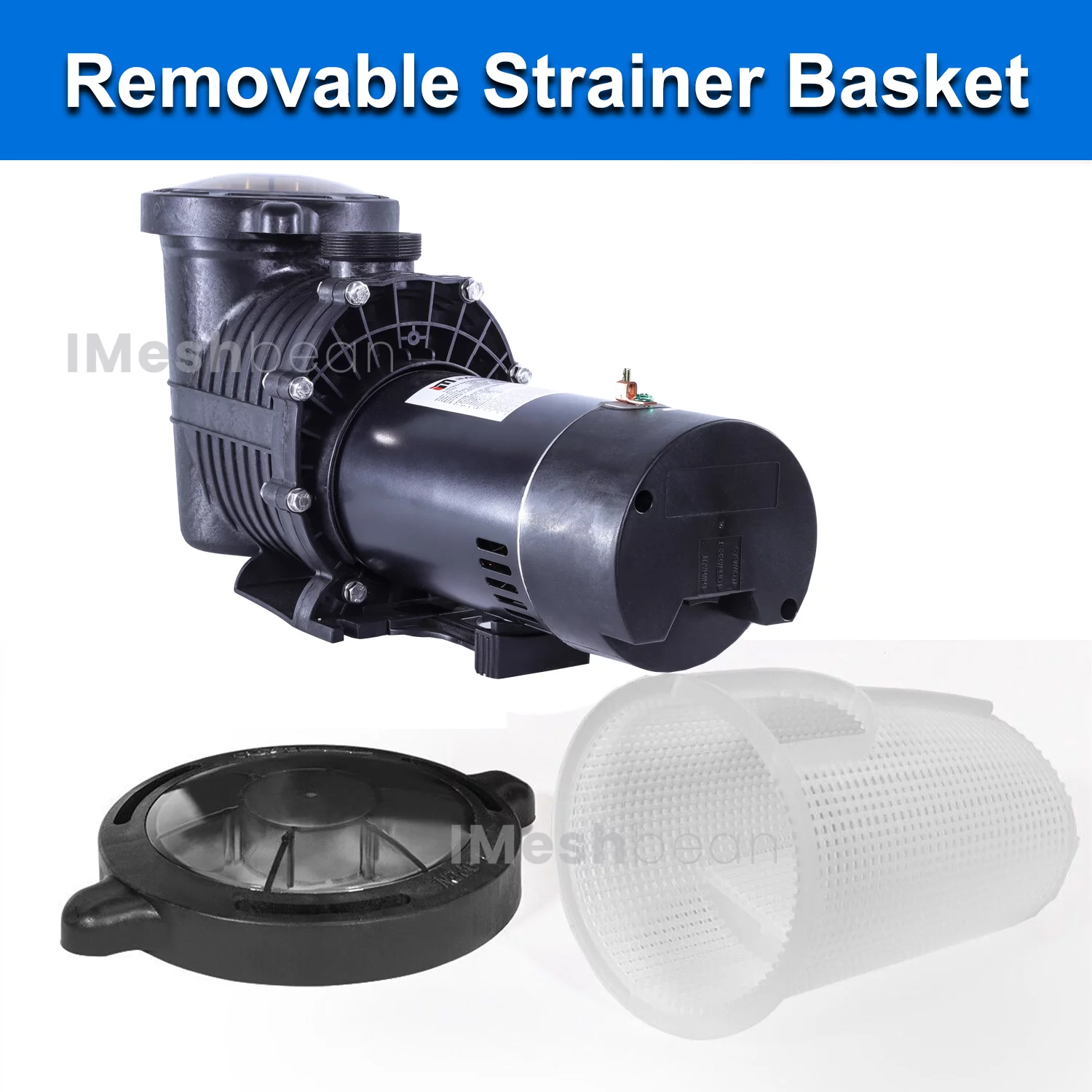 iMeshbean Swimming Pool Pump, 1HP 110V Head Max 59FT, Double Speed Pump Above Ground Pool Pump In-ground Pool Pump, 5160GPH/2280GPH Flow Rate, w/ Strainer Basket