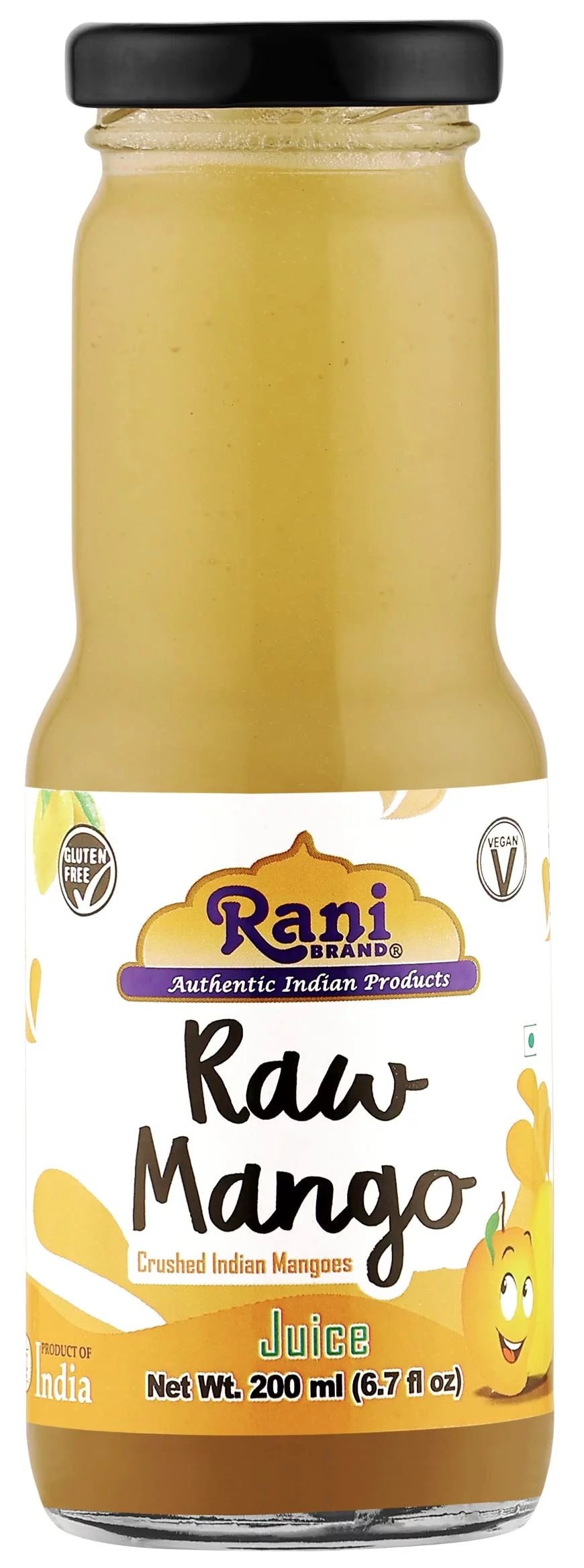 Rani Raw Mango 6.7 fl oz (200 ml) Glass Bottle, Pack of 6 ~ Indian Fruit Beverage | Vegan | Gluten Free | NON-GMO | Indian Origin