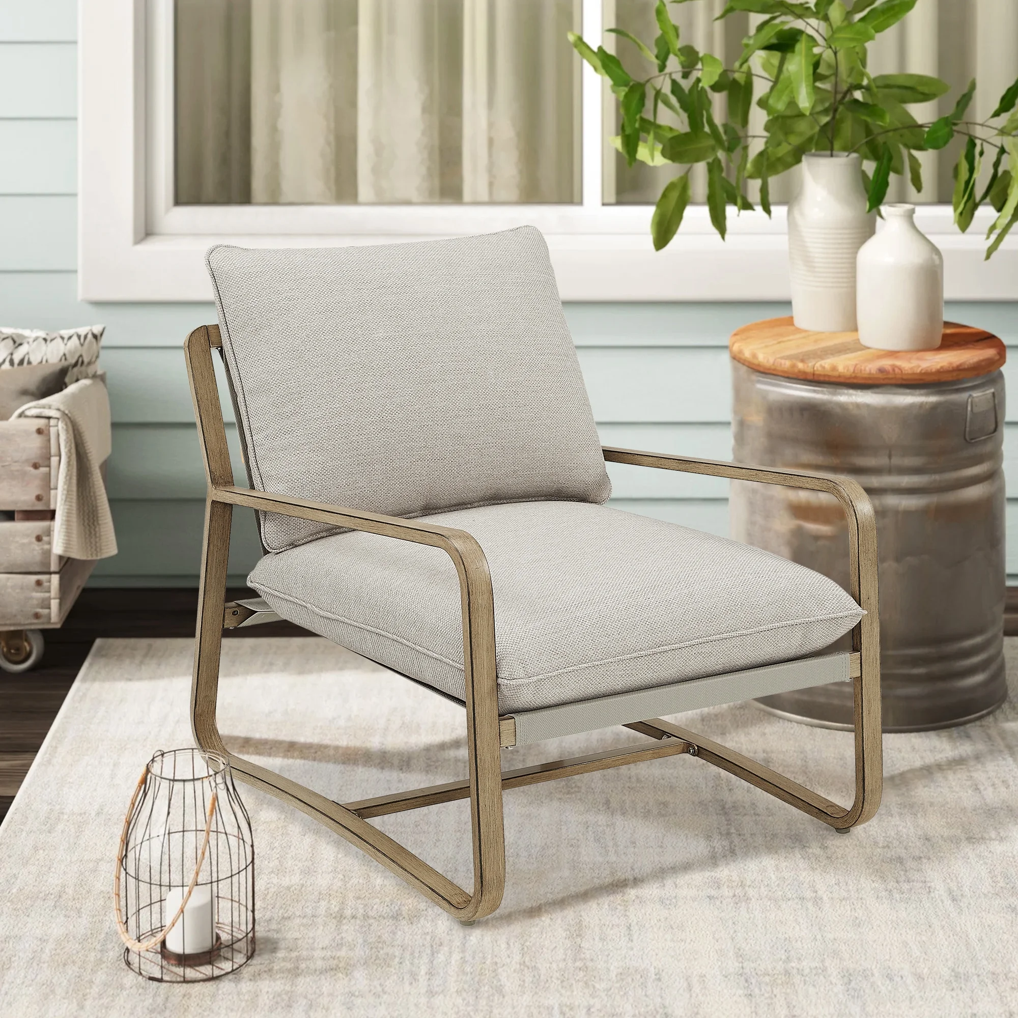 Ulax Furniture Outdoor Aluminum Patio Club Chair with Olefin Cushions