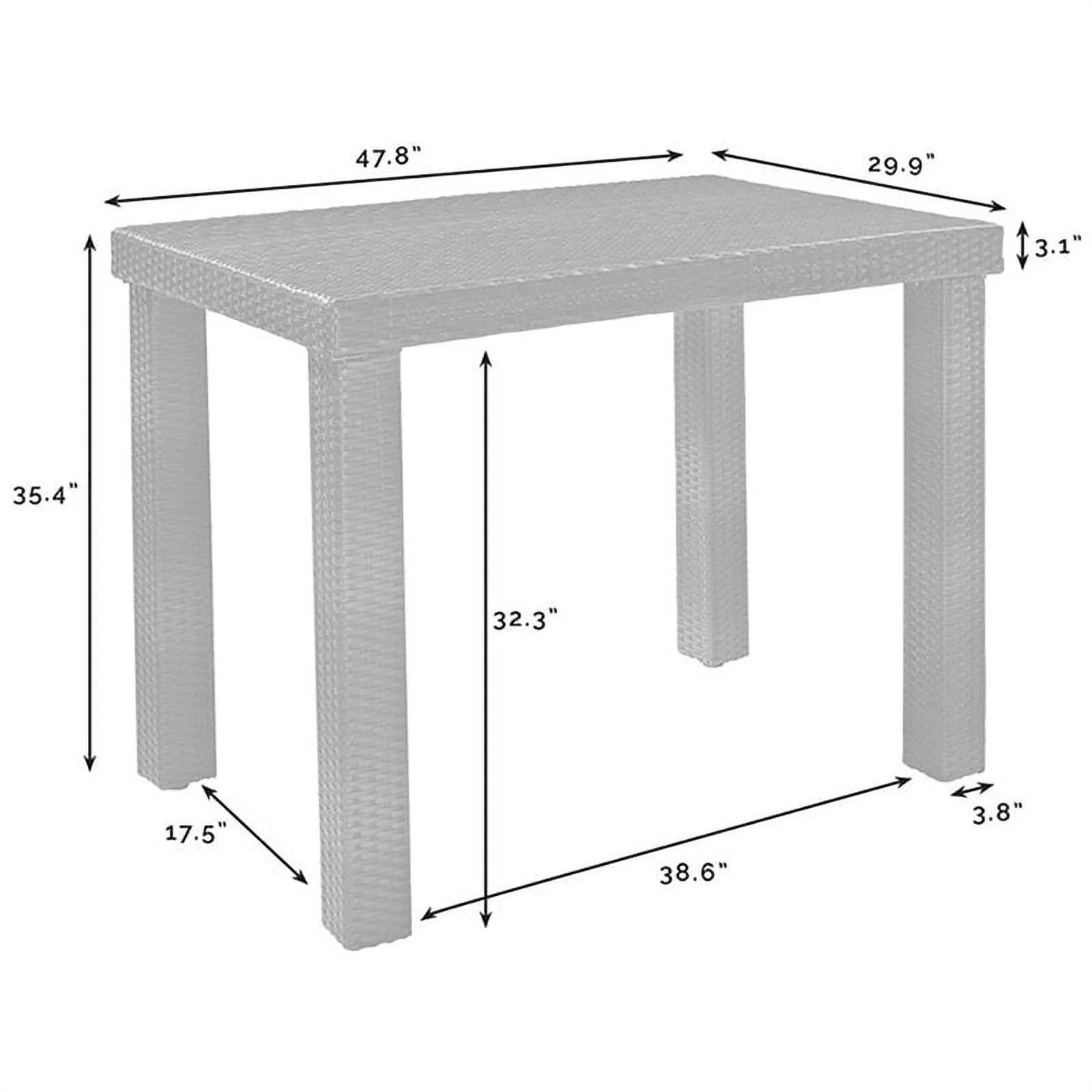 Pemberly Row Wicker Counter Height Patio Dining Table in Brown