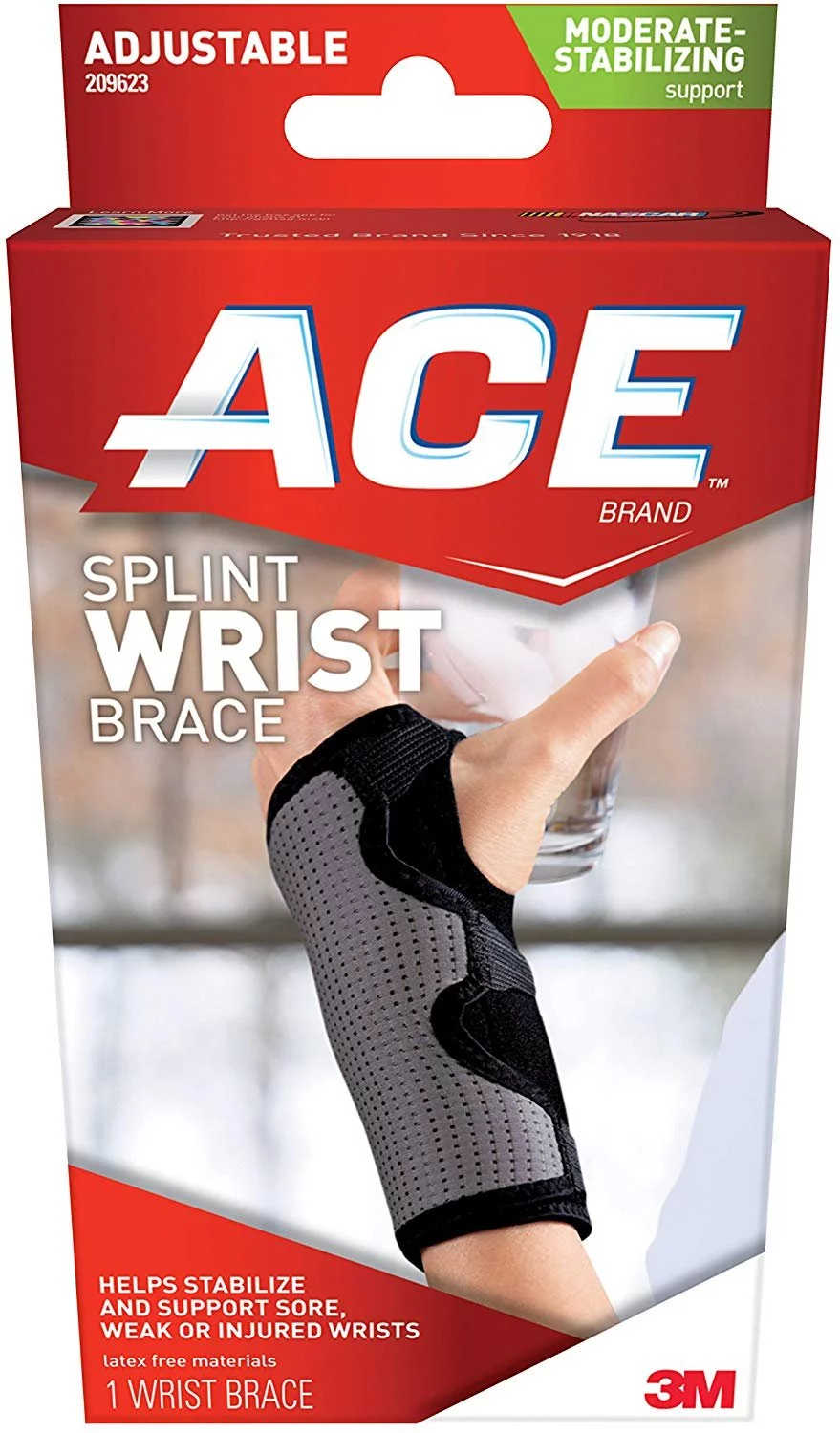 ACE Splint Wrist Brace, Reversible, One Size Adjustable