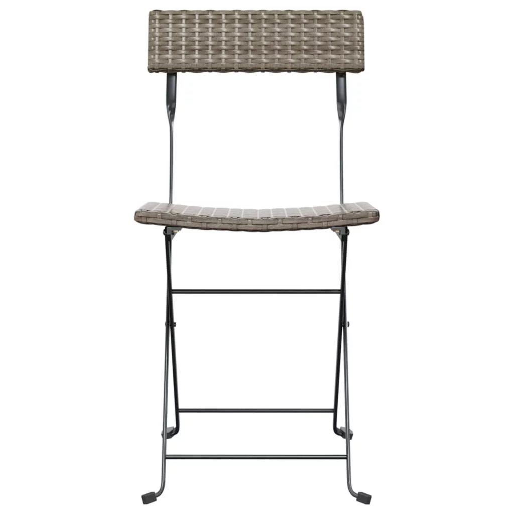 Dcenta Folding Bistro Chairs 6 pcs Gray Poly Rattan and Steel