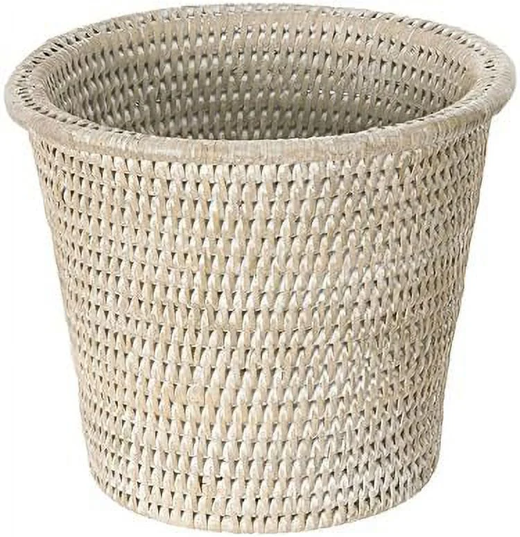 La Jolla Handwoven Rattan Planter/Cachepot, Dia 8.5 x 8.5 x 7 inch, White Wash