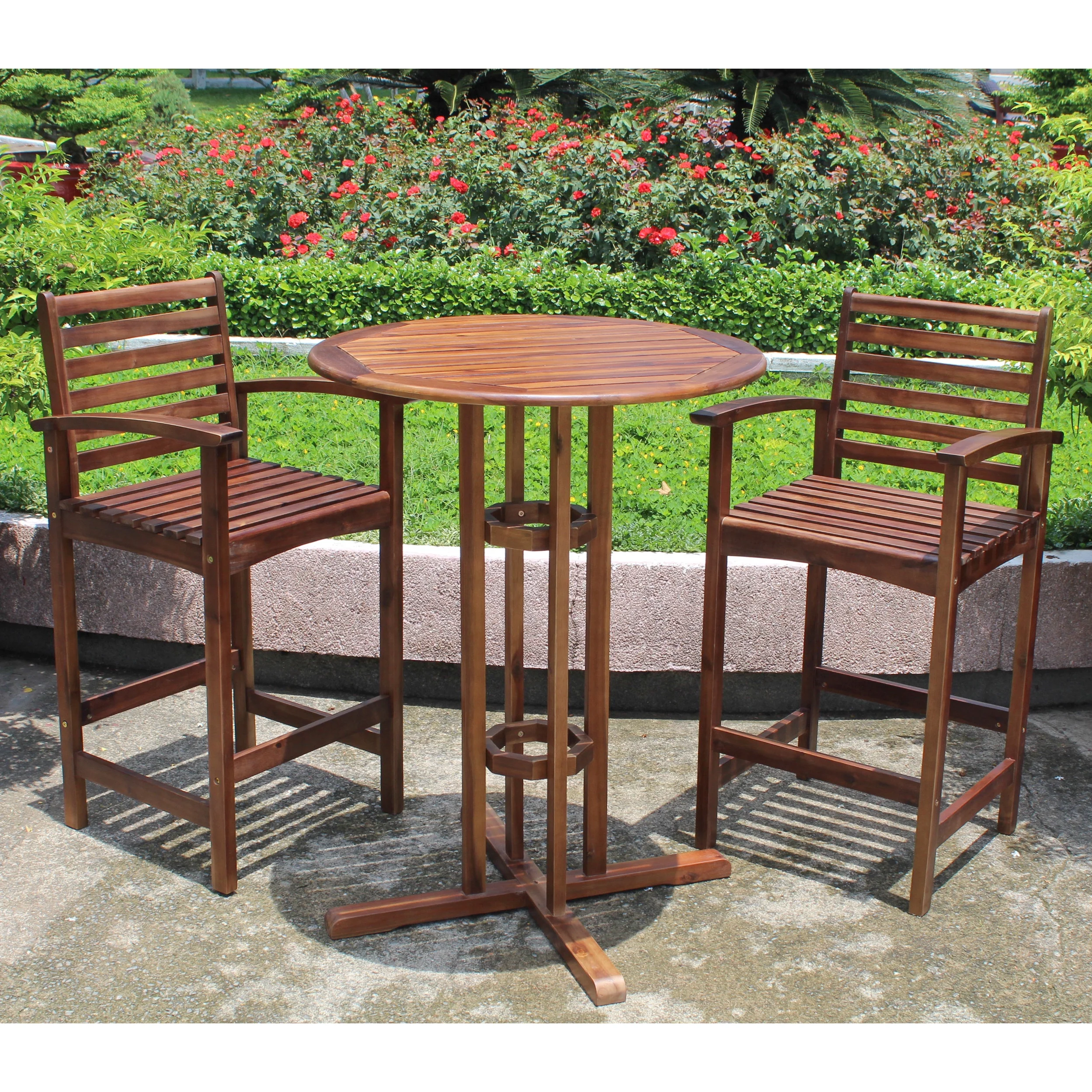 Highland Bar Height Set of Three Bistro Set - stain