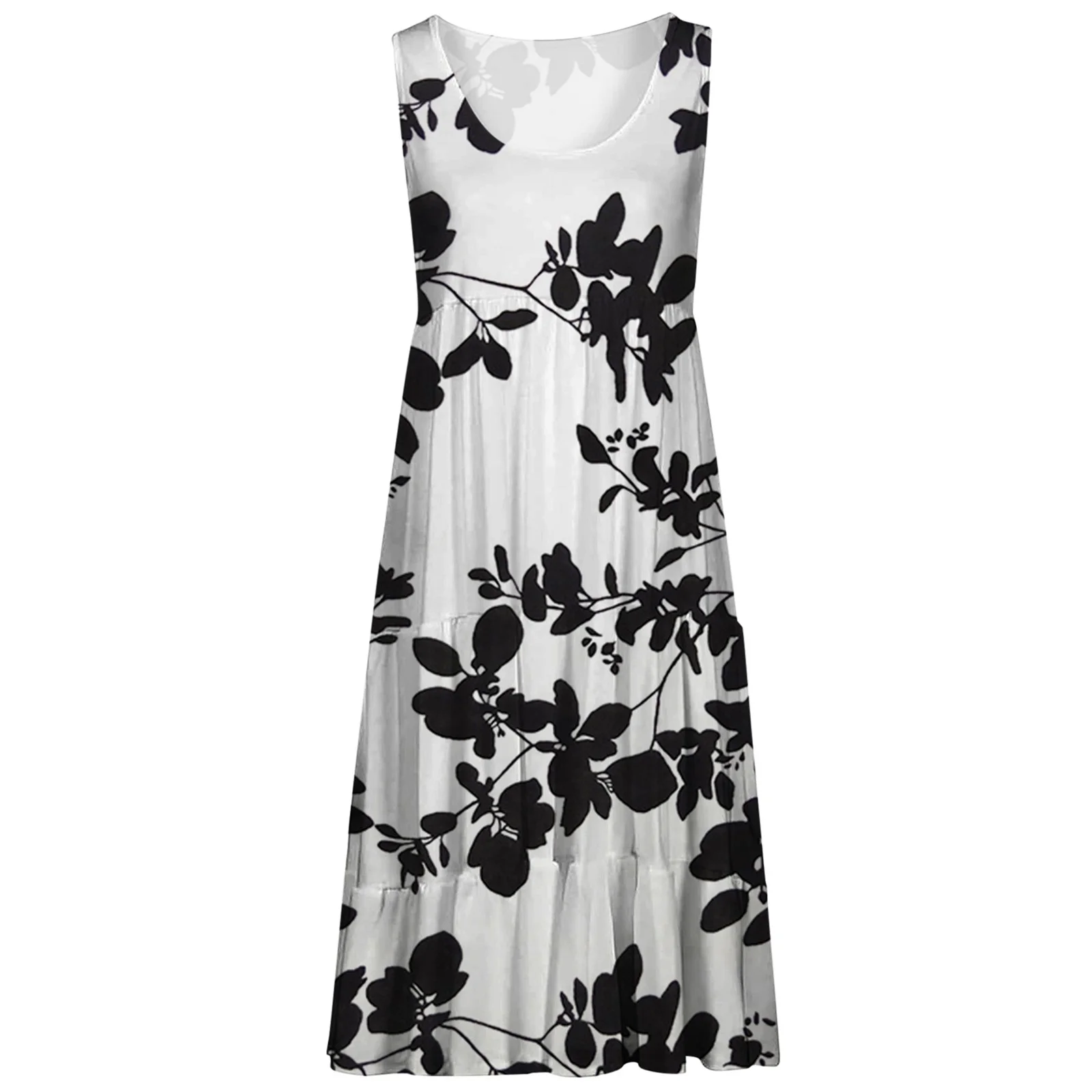 Winter Skater Skirt Summer Women Casual Dress Crew Neck Sleeveless Tank Dress Beach Dress Swing Dress Fashion Loose Midi Dress Skirt Hangers