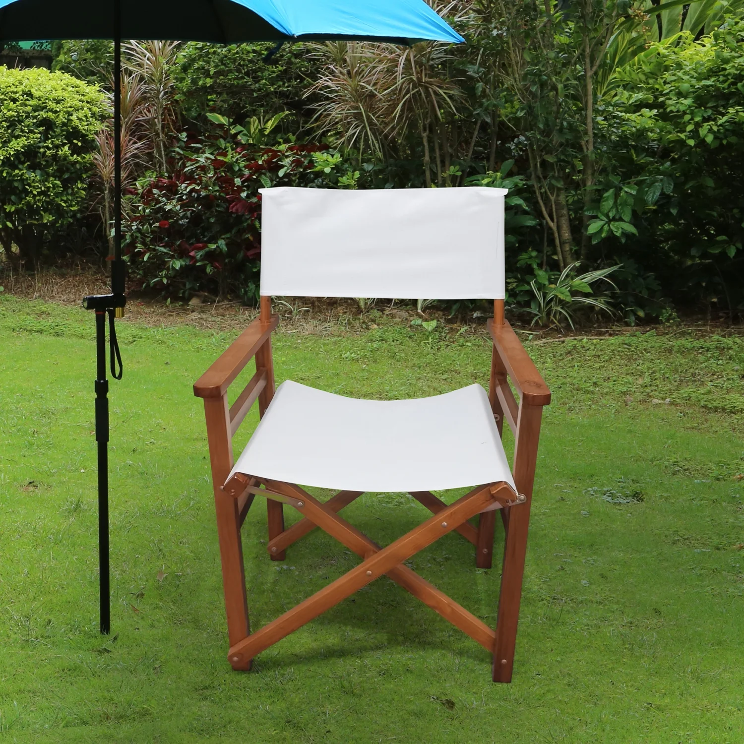 Folding Chair Wooden Director Chair Canvas Folding Chair Folding Chair populus + Canvas (Color   White)