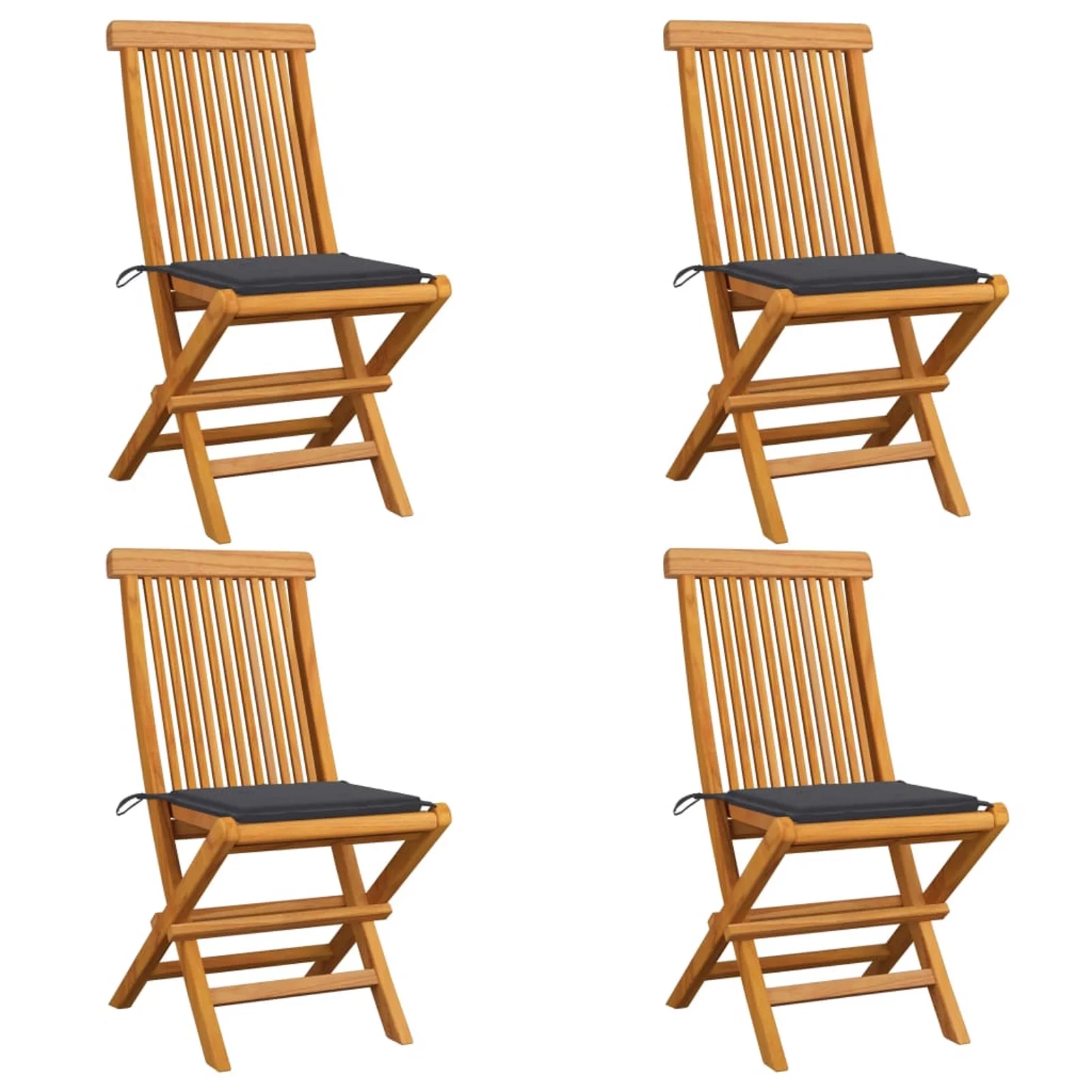 Andoer Garden Chairs with Anthracite Cushions 4 pcs Solid Teak Wood